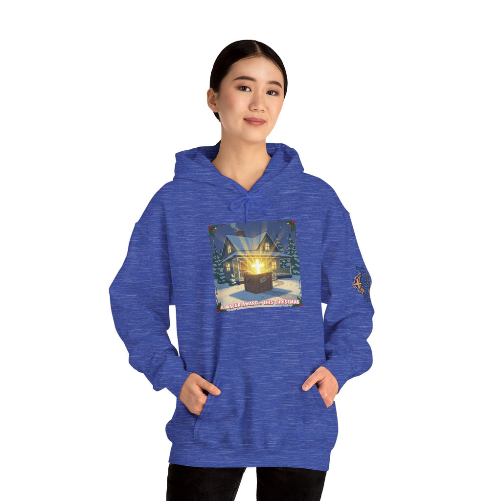 A Major Award This Christmas Hoodie – Fragile Leg Lamp Parody Cross Unboxing Christian Sweatshirt for Hilarious Faith & Holiday Glow Printify