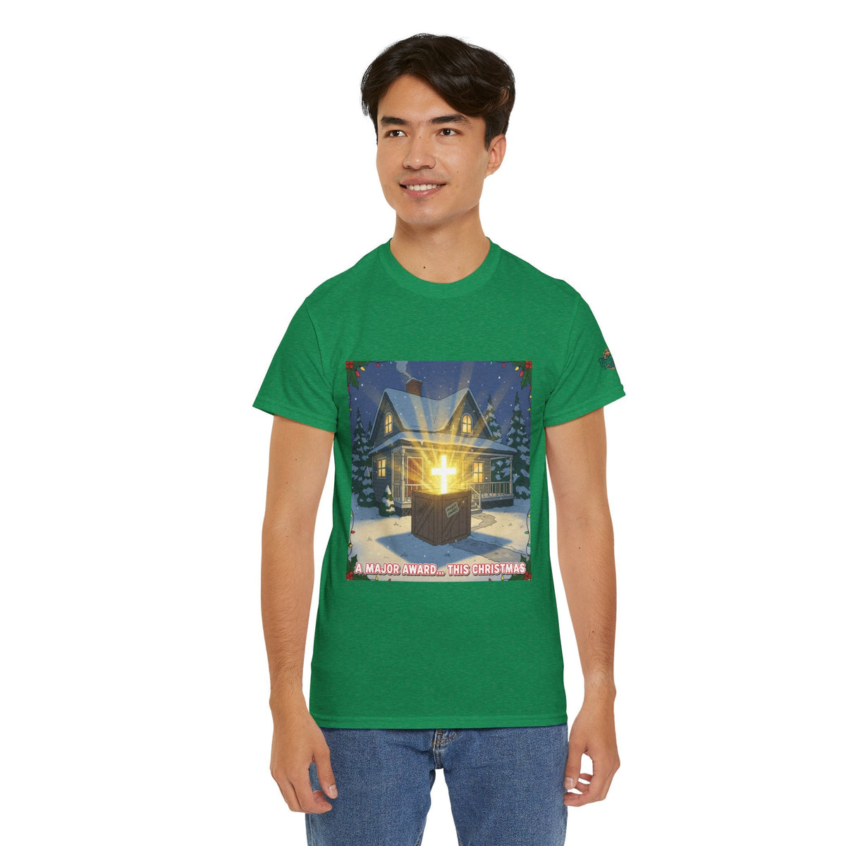 A Major Award This Christmas T-shirt – Fragile Leg Lamp Parody Cross Unboxing Christian T-shirt for Hilarious Faith & Holiday Glow Printify
