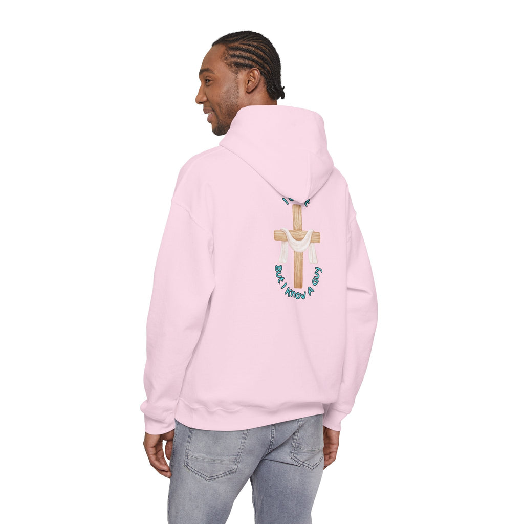 I Can’t, But I Know a Guy Hoodie – Jesus Cross Christian Hoodie for Cozy Faith Printify