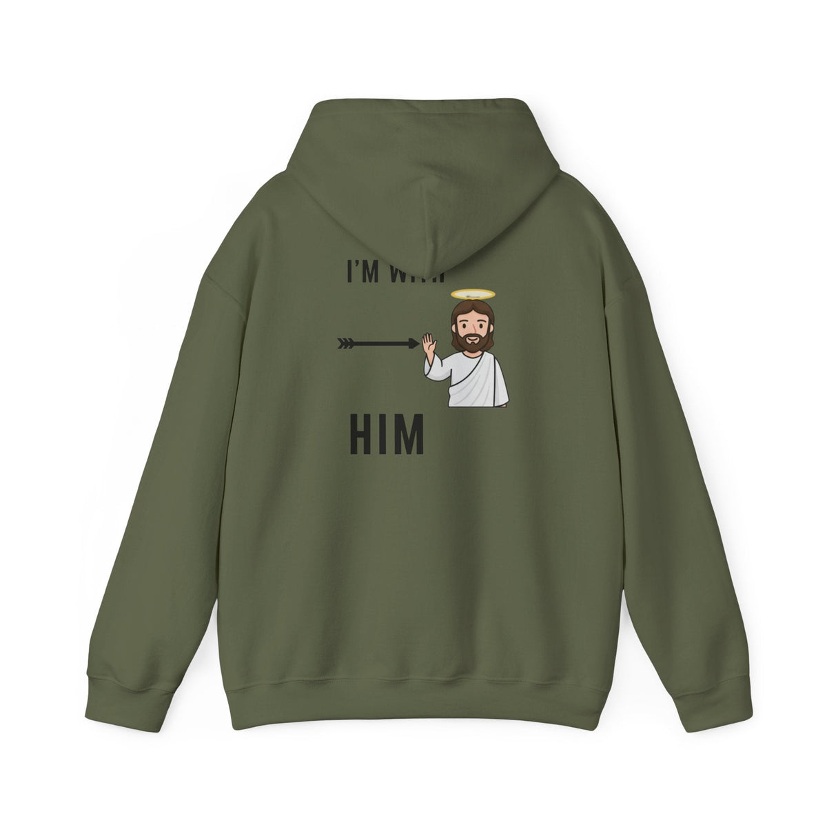 🔥 I’m With Him → Christian Hoodie | Arrow Pointing to Jesus | Minimalist Faith Tee | Subtle Cross Design | Bible-Inspired Apparel by Uplifted Gear Printify
