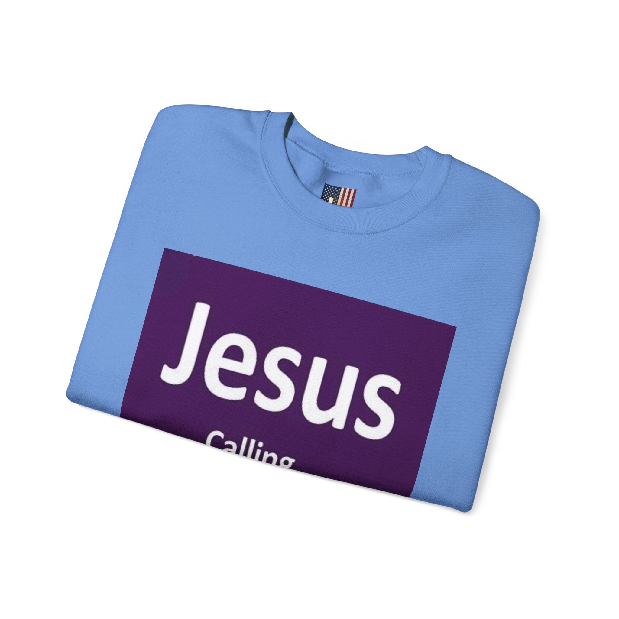 Jesus Calling Sweatshirt – Funny Cell Phone Screen Christian Sweatshirt for Divine Connection & Faith Humor Printify