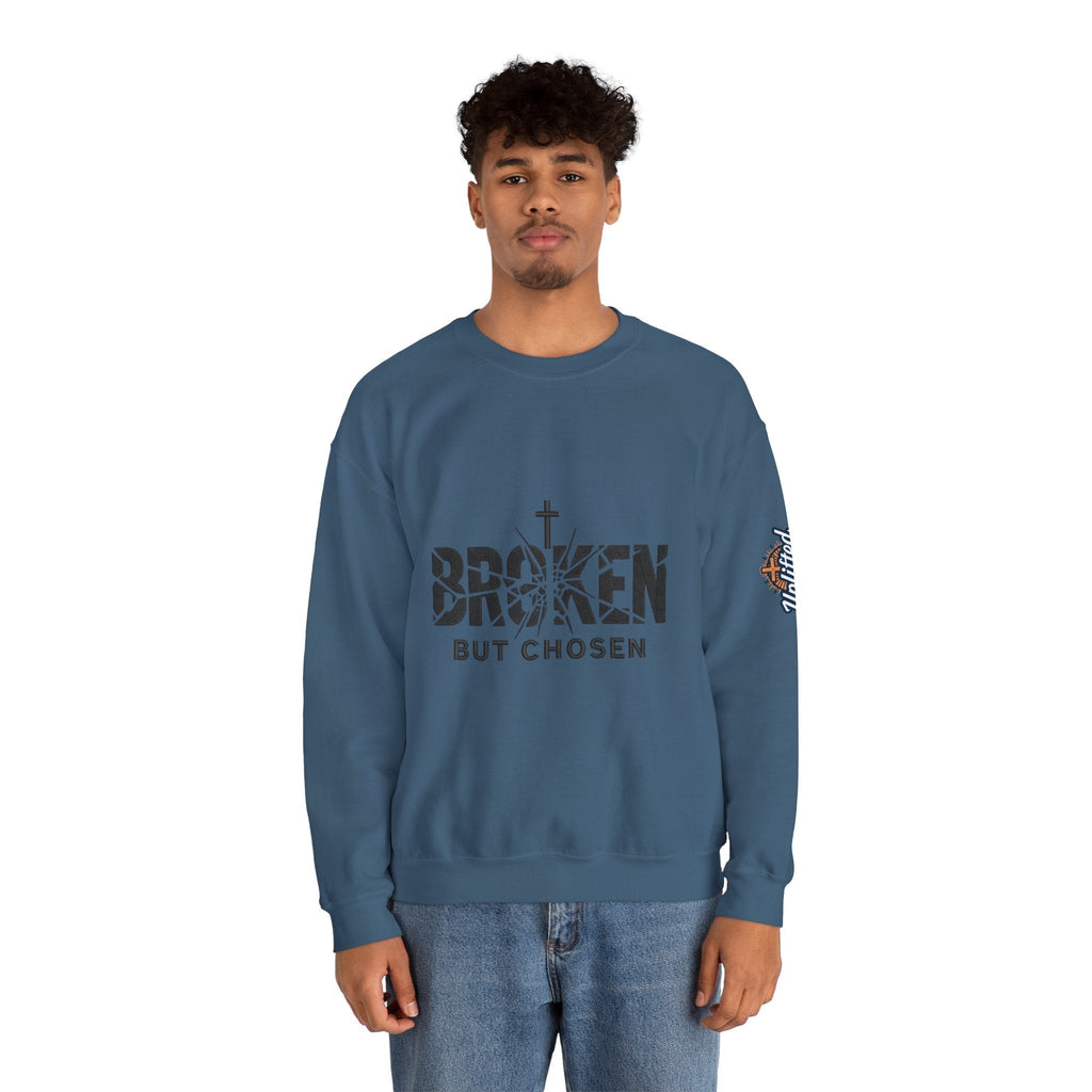 Broken But Chosen Crewneck Sweatshirt Printify