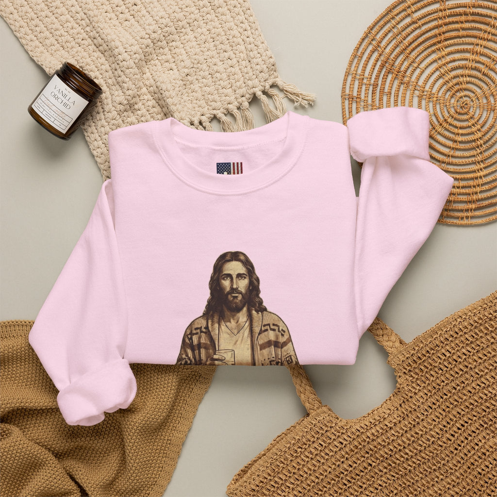 Abide Jesus Sweatshirt — Vintage 'The Dude' Religious Graphic Sweatshirt Printify