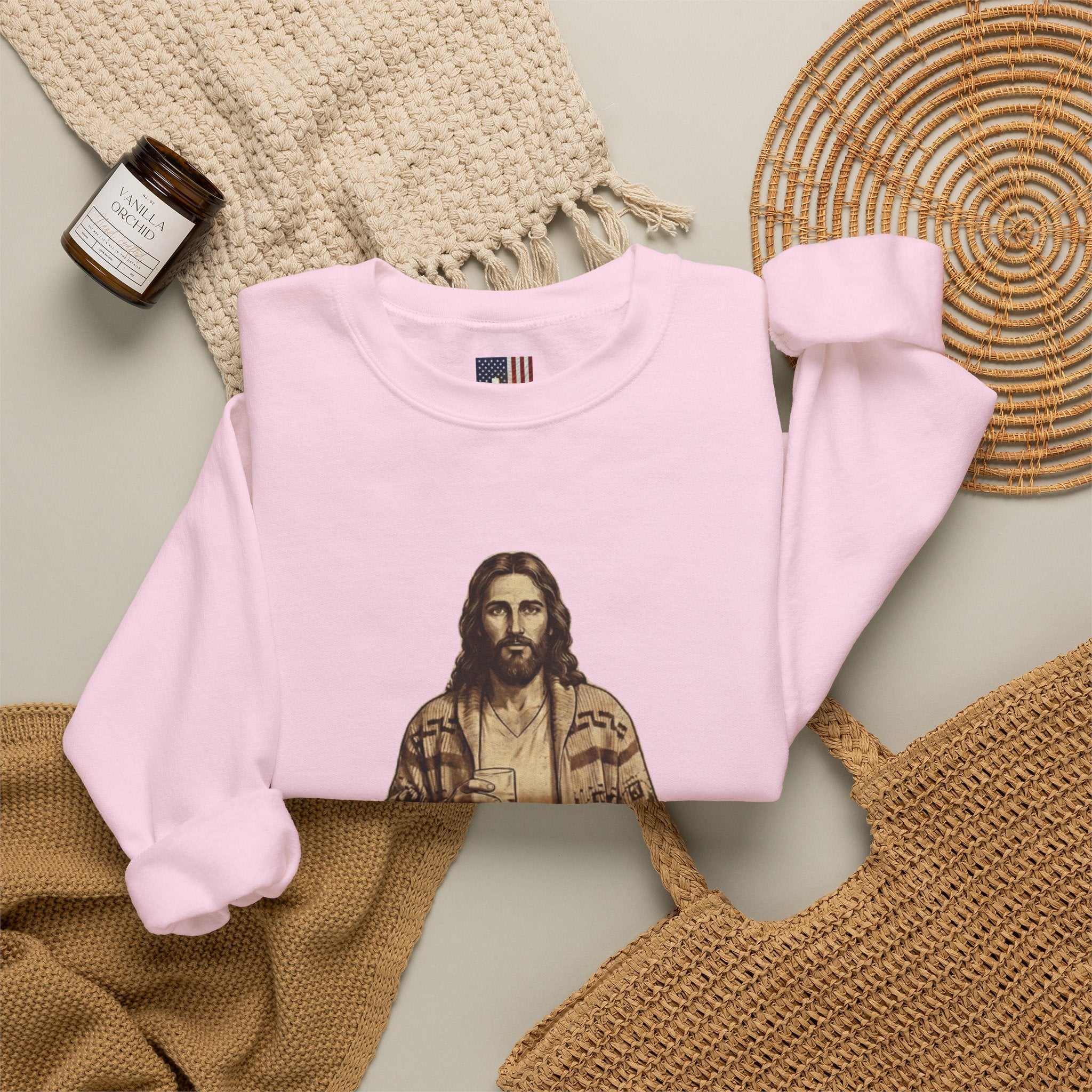Abide Jesus Sweatshirt — Vintage 'The Dude' Religious Graphic Sweatshirt Printify