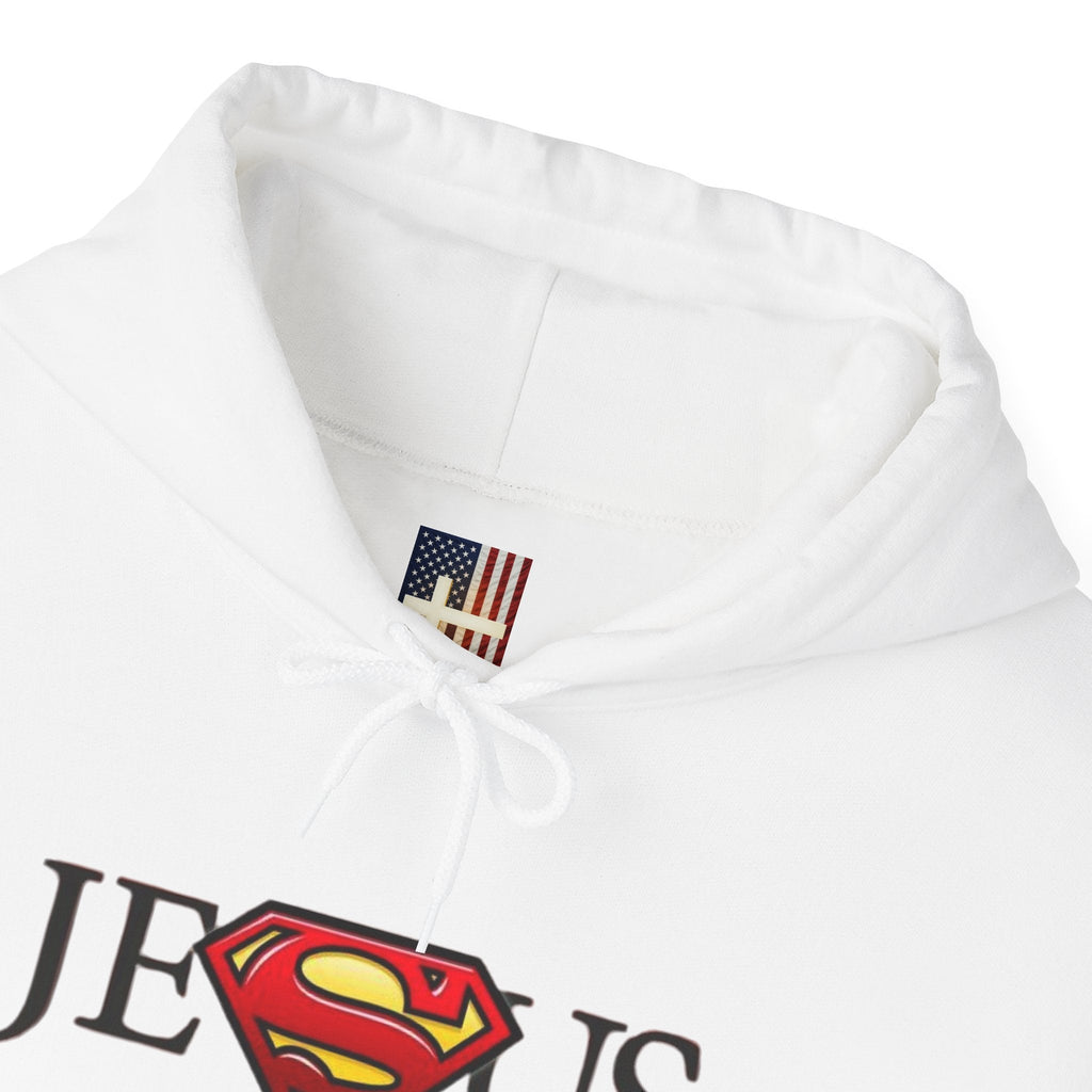 Jesus Is My Superhero Hoodie — Christian Faith Graphic Pullover Printify
