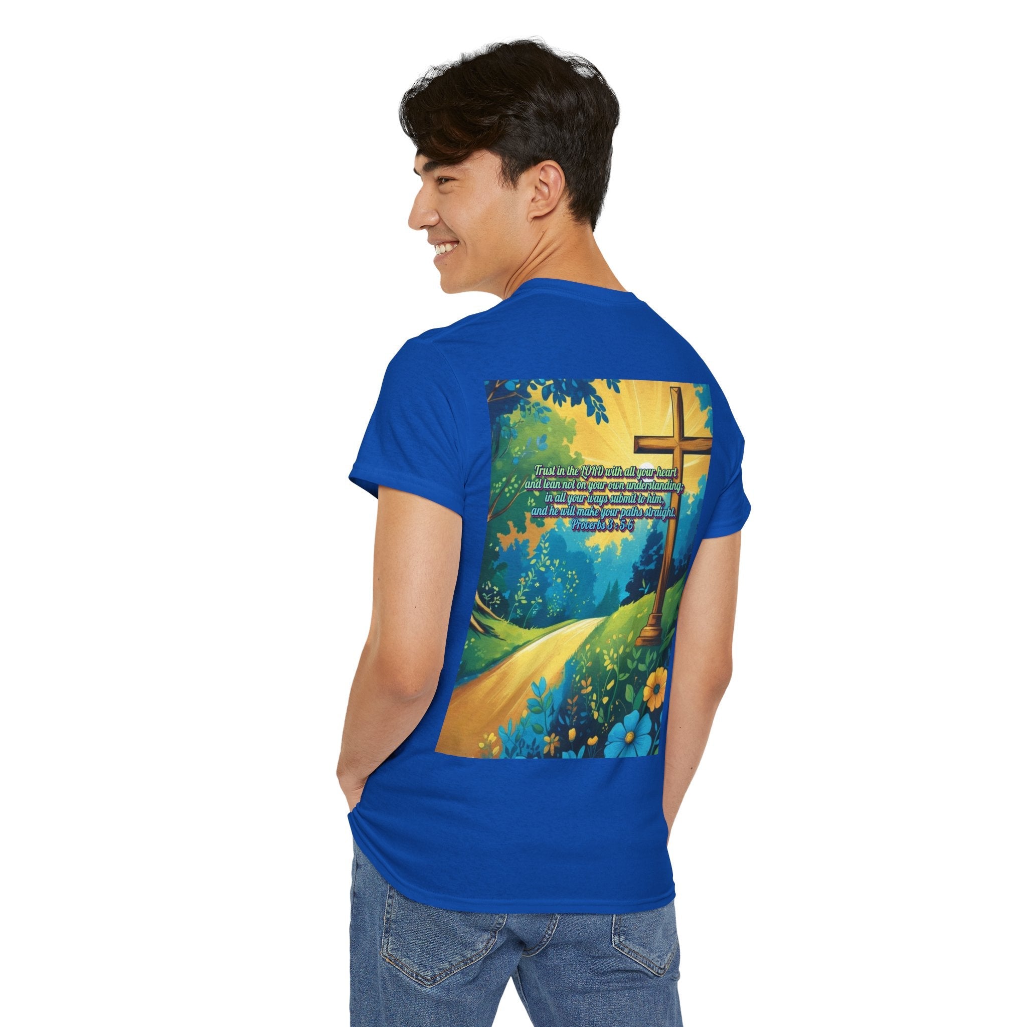 Trust in The Lord Proverbs 3:5-6 Biblical Design Unisex Heavy Cotton Tee Printify