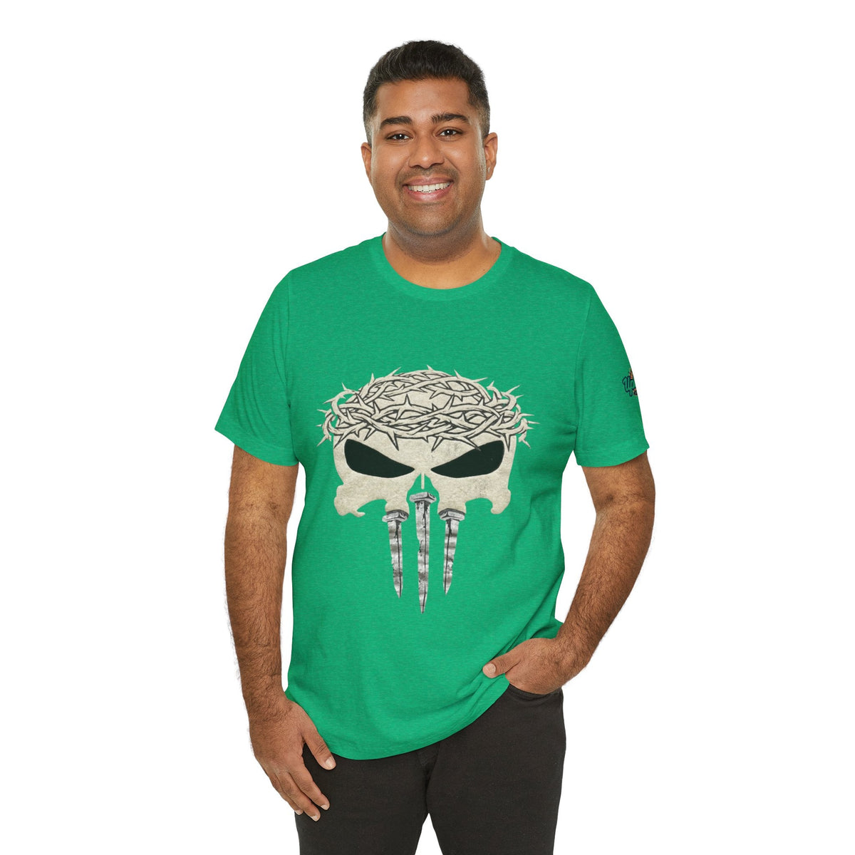 Christian Skull T-shirt - Crown of Thorns & Nails - Warrior Faith T-shirt Printify