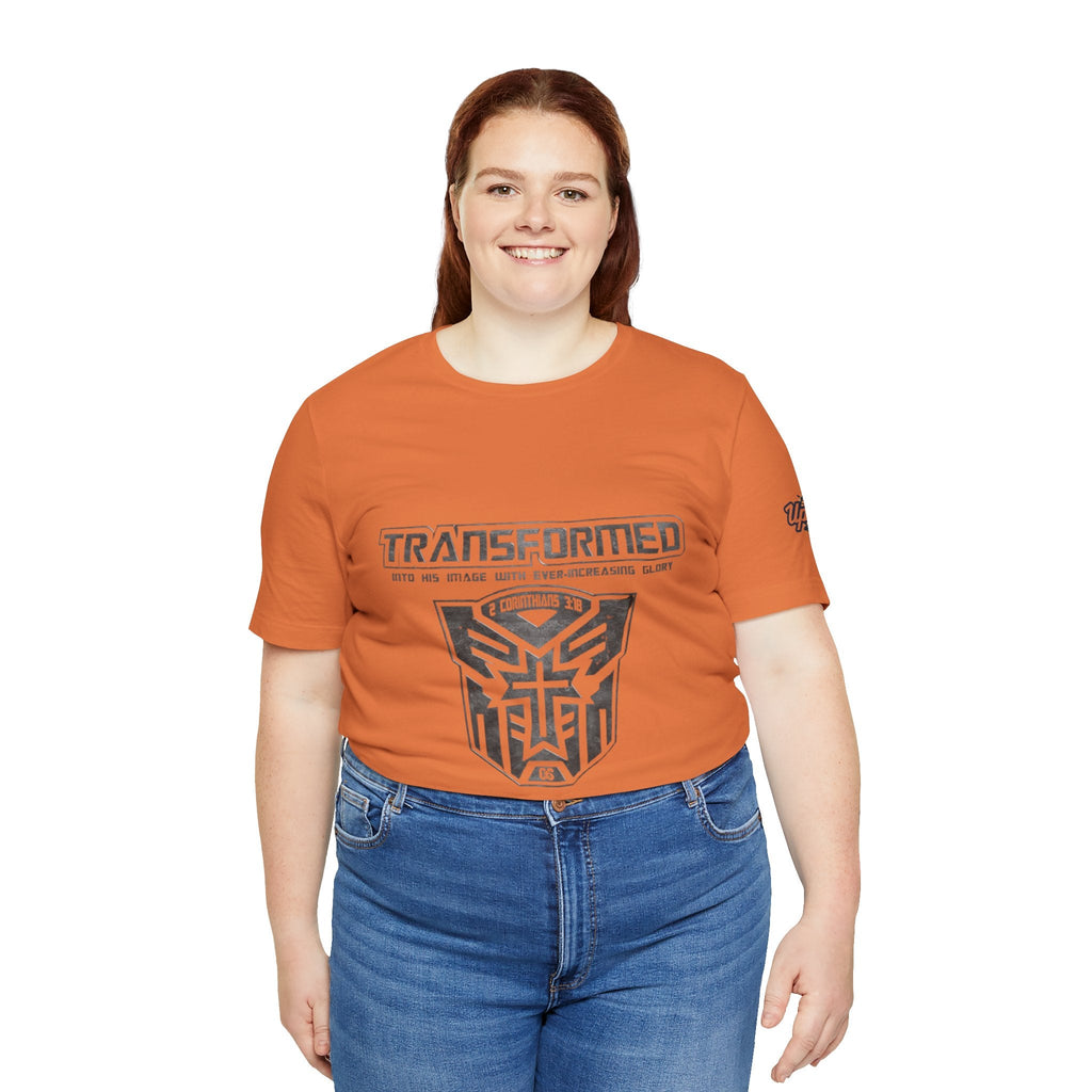 Transformer Logo Christian T-shirt | 2 Corinthians 3:18 Bible Verse T-shirt Printify