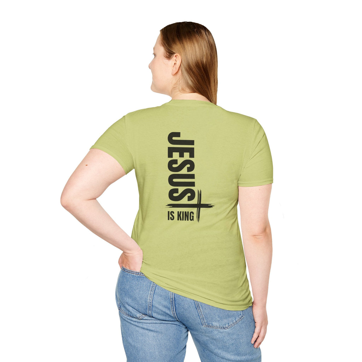 Jesus Is King T-shirt | Modern Typographic Cross Christian T-shirt Printify