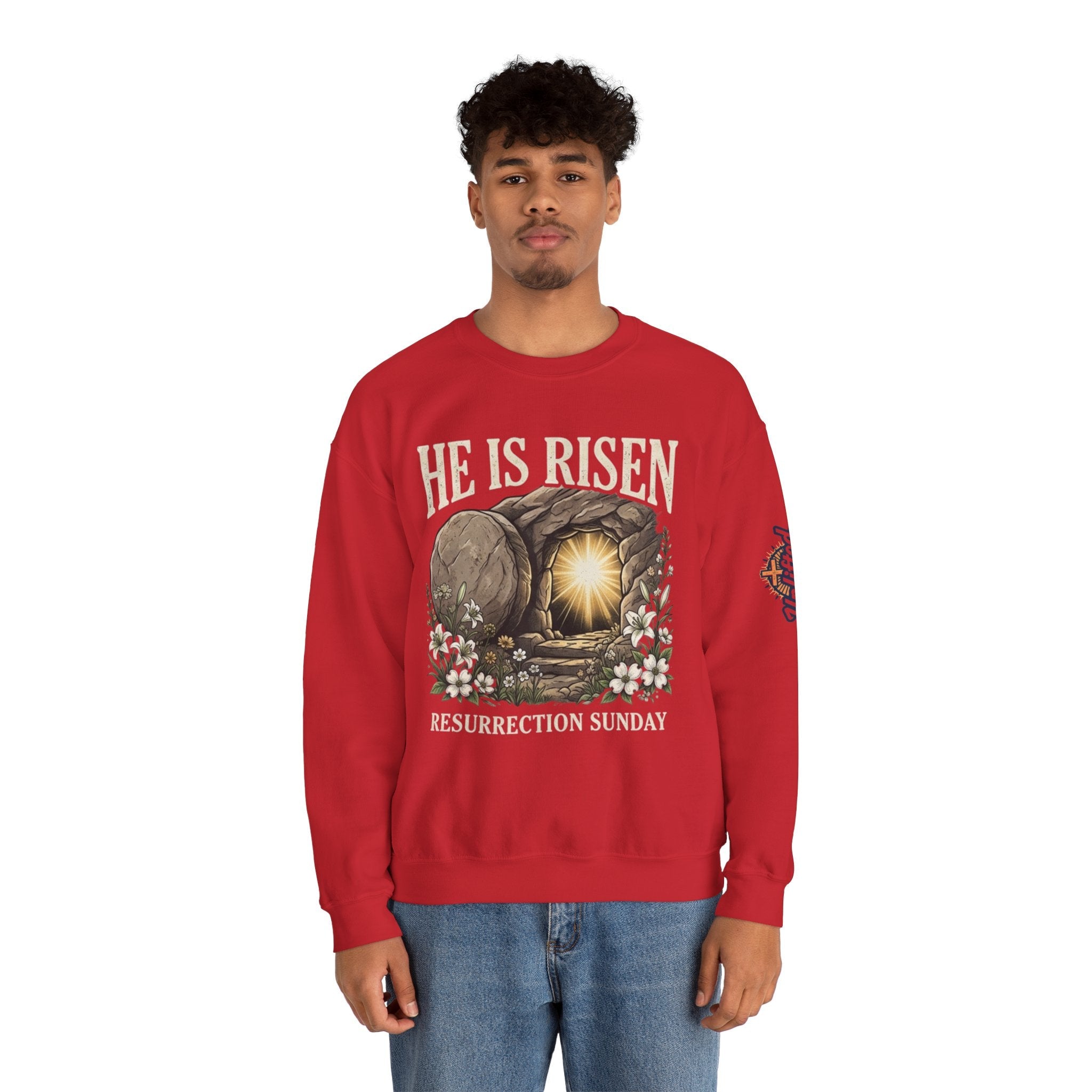 He Is Risen Sweatshirt — Jesus Christ Resurrection Easter Sweatshirt Printify