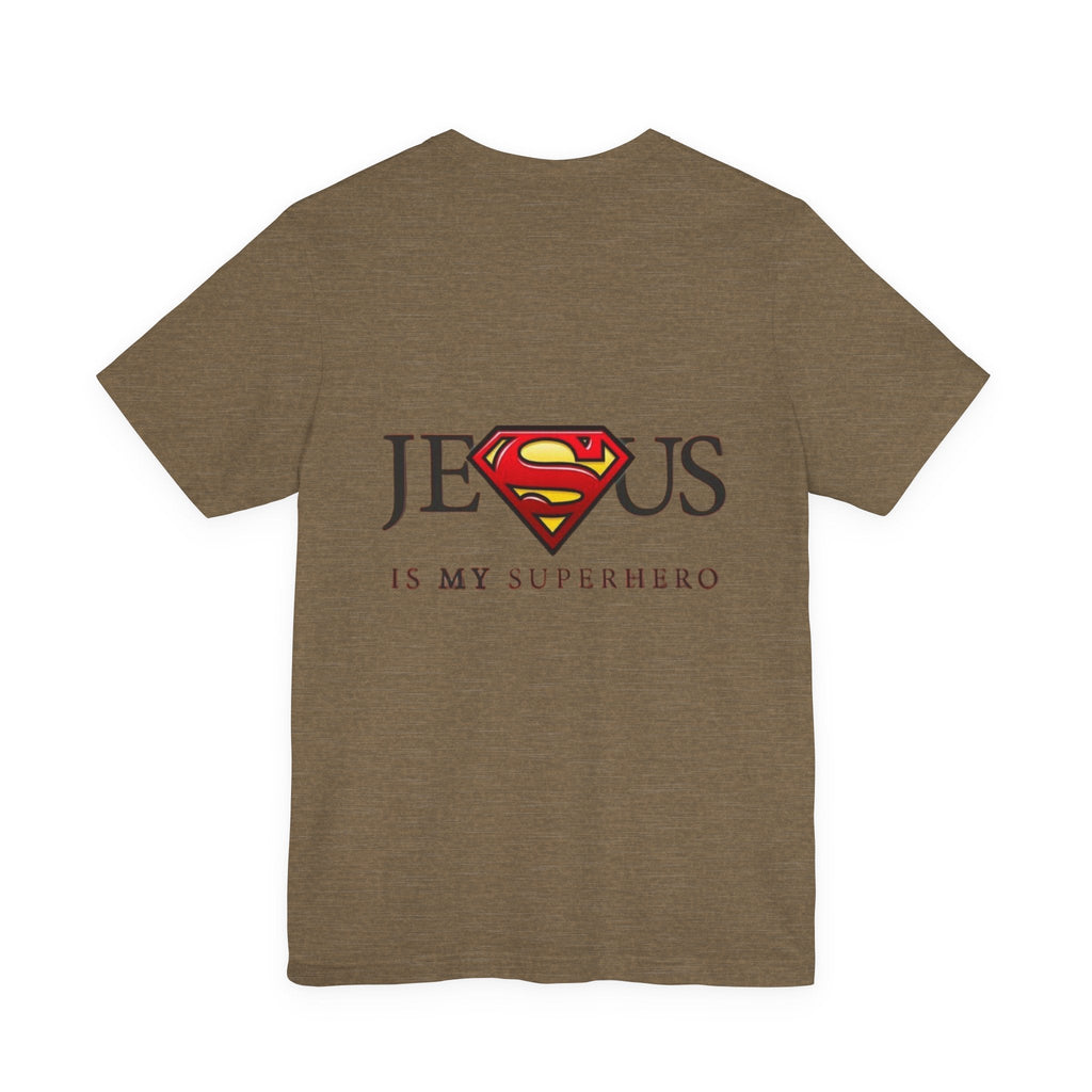 Jesus Is My Superhero T-Shirt — Faith-Based Superman-Inspired Tee Printify