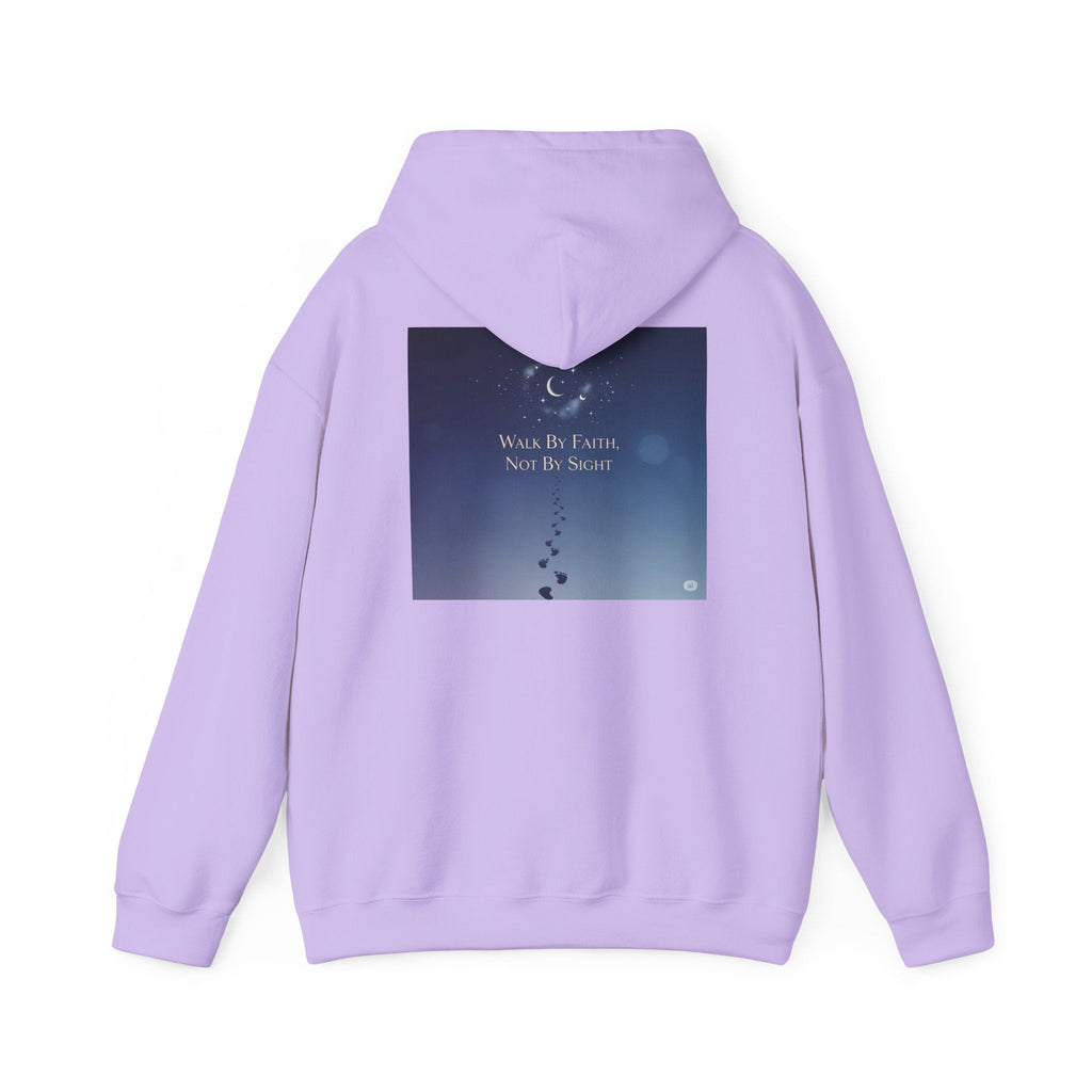 Walk by Faith, Not by Sight Hoodie – Moonlit Footprints Christian Hoodie for Cozy Nights Printify