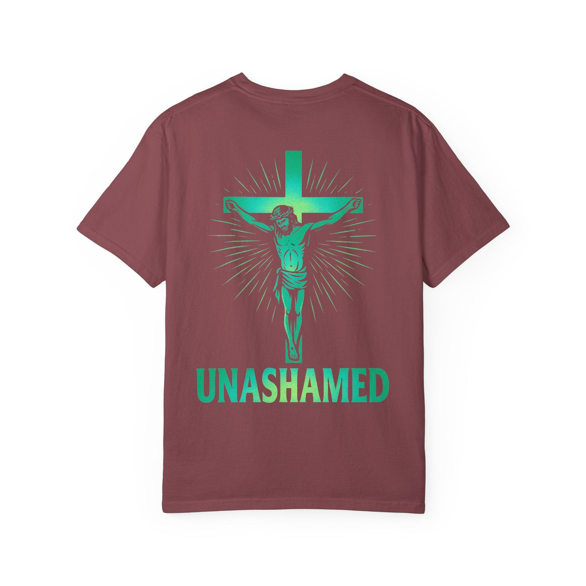 Unashamed T-shirt – Romans 1:16 Crucifixion Christian t-shirt for Bold Unwavering Faith Printify