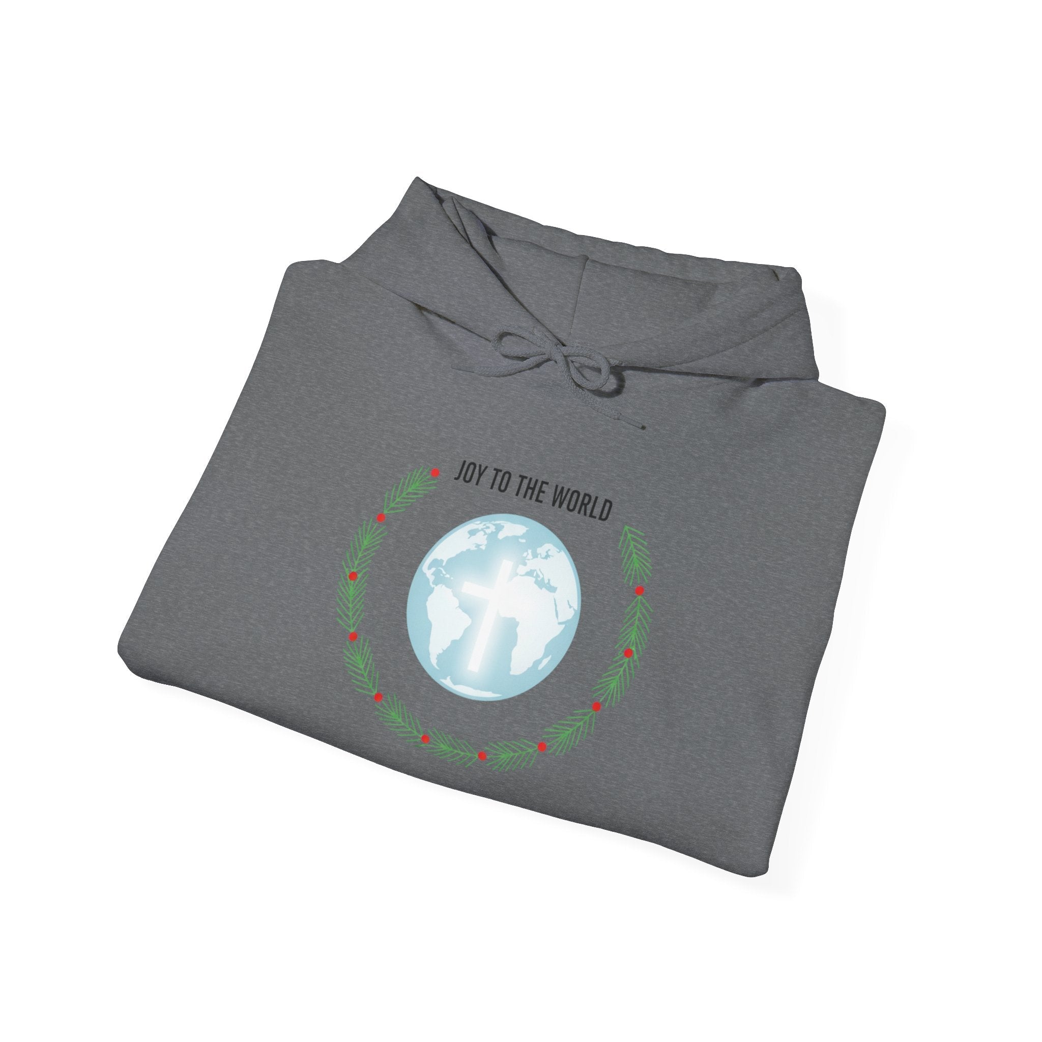 Joy to the World Hoodie – Wreath Earth Nativity Christian Christmas Sweatshirt for Isaiah 9:6 Holiday Faith & Festive Joy Printify