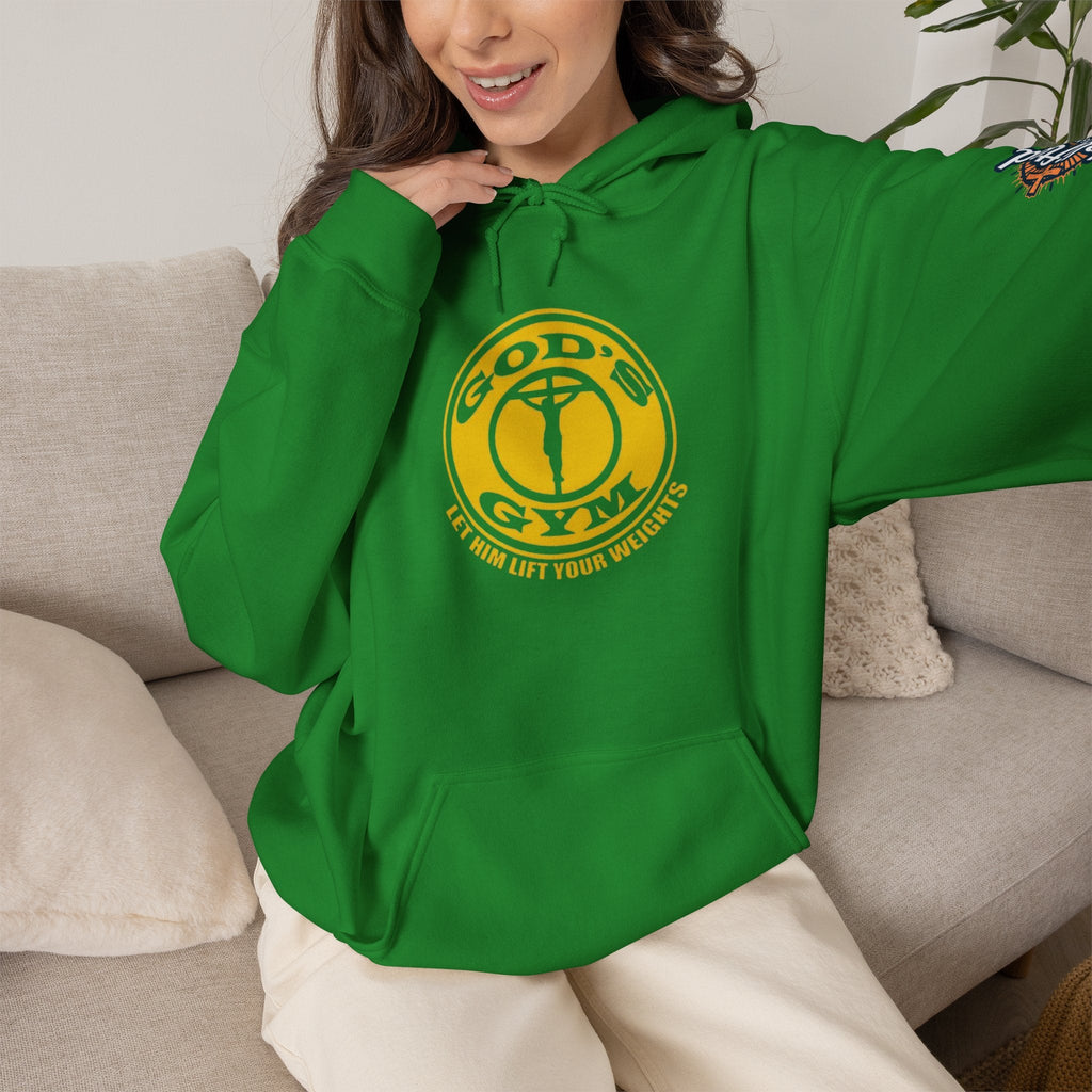 God's Gym Hoodie — "Let Him Lift Your Weights" Christian Fitness Hoodie Printify