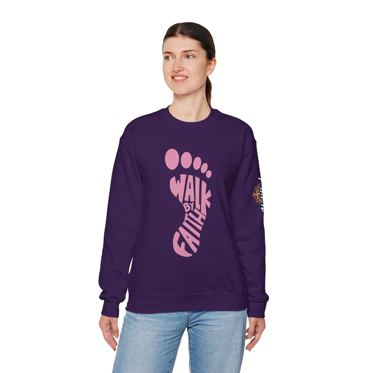 Walk By Faith Footprint Sweatshirt Printify