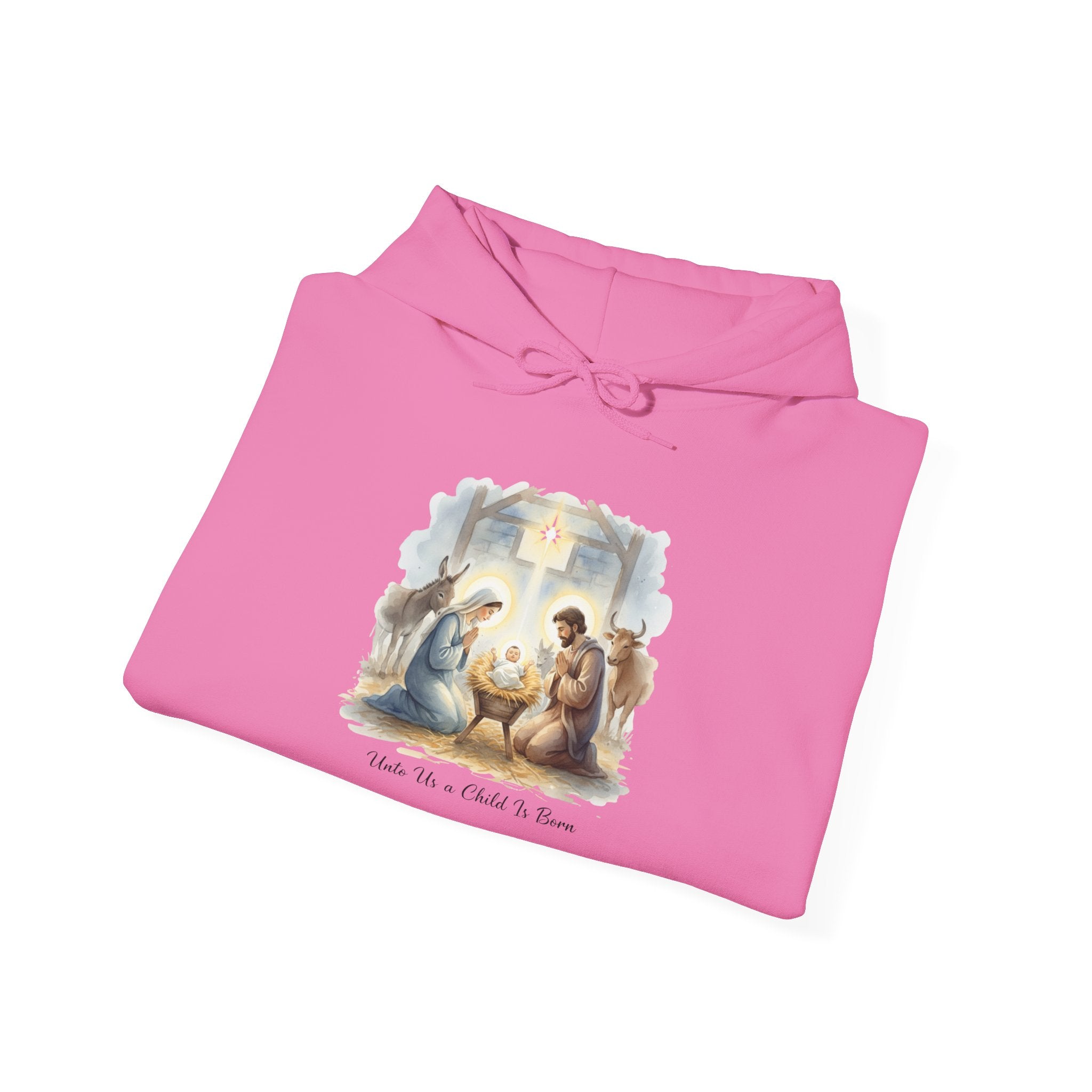 Unto Us a Child is Born Hoodie – Isaiah 9:6 Nativity Manger Scene Christian Christmas Sweatshirt for Holy Night Faith Printify