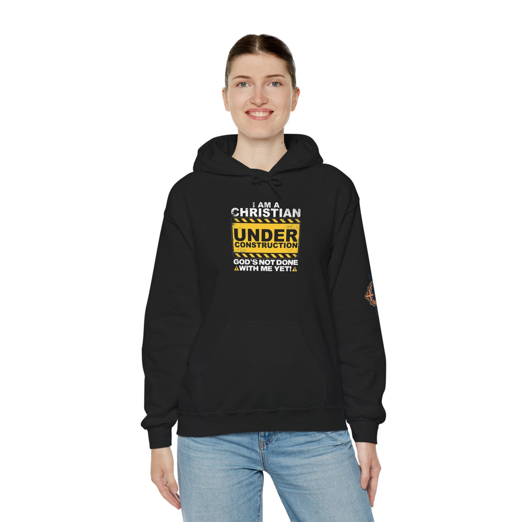 Christian Under Construction Hoodie | God Is Not Done With Me Yet Hoodie Printify