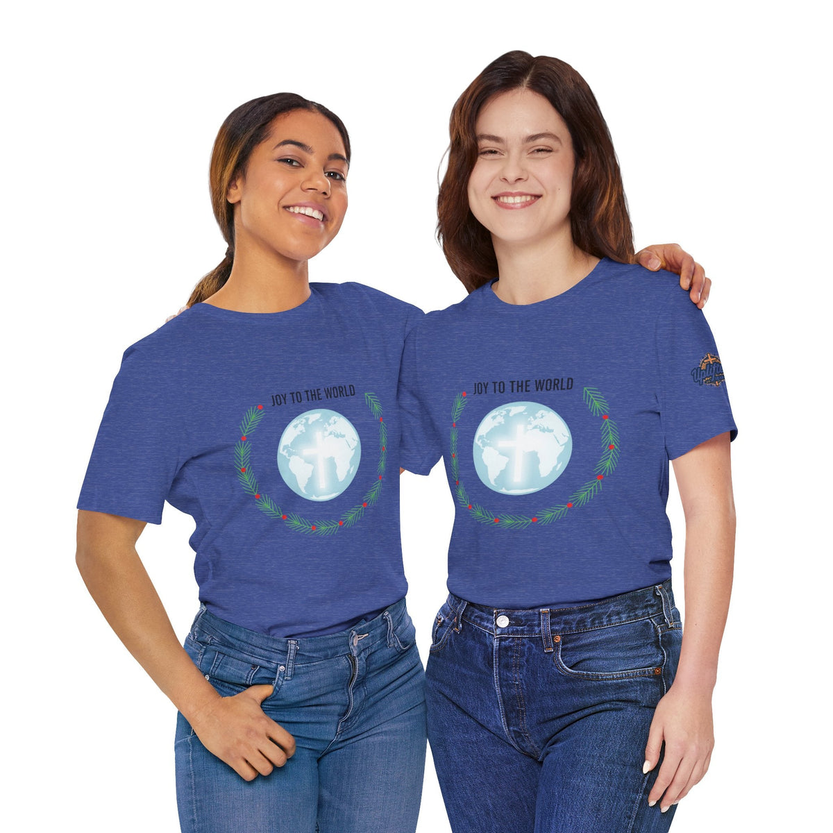Joy to the World T-shirt – Wreath Earth Nativity Christian Christmas T-shirt for Isaiah 9:6 Holiday Faith & Festive Joy Printify
