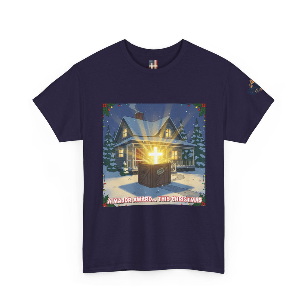 A Major Award This Christmas T-shirt – Fragile Leg Lamp Parody Cross Unboxing Christian T-shirt for Hilarious Faith & Holiday Glow Printify