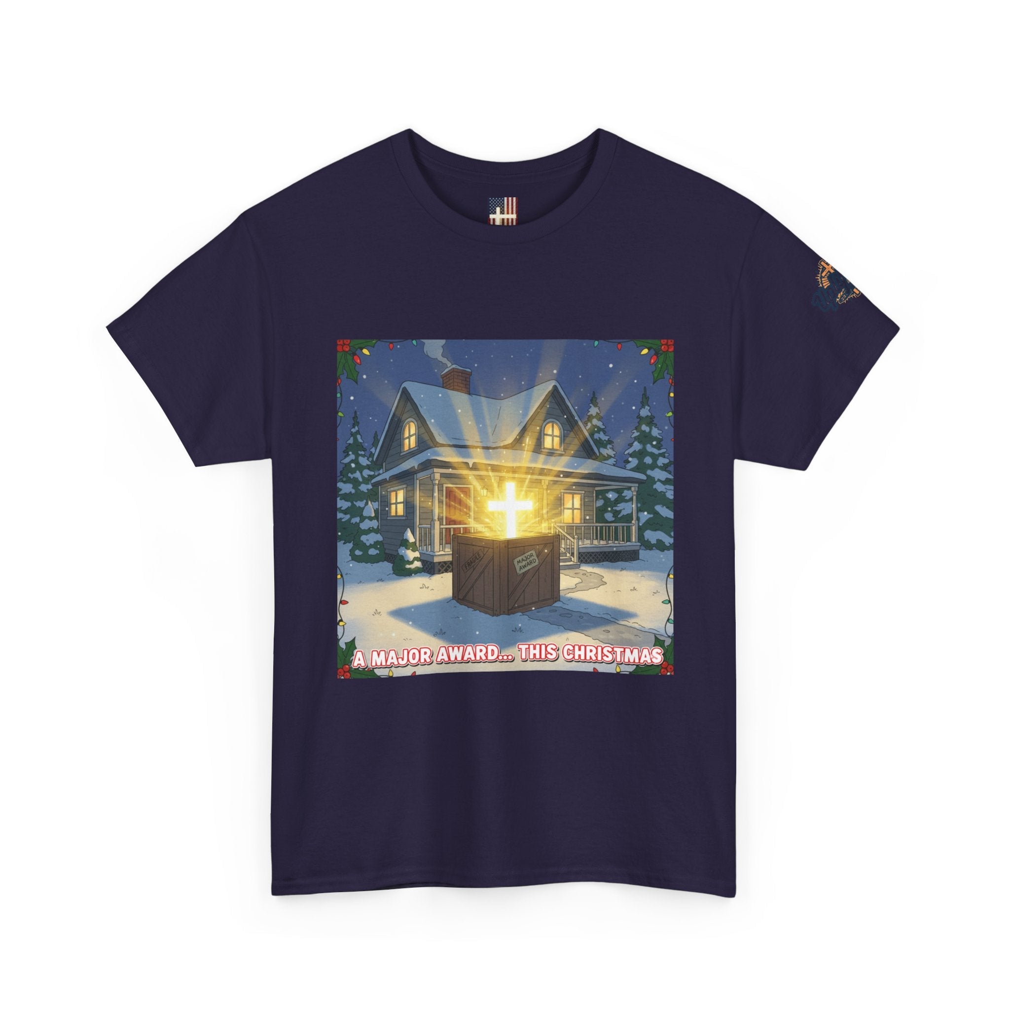 A Major Award This Christmas T-shirt – Fragile Leg Lamp Parody Cross Unboxing Christian T-shirt for Hilarious Faith & Holiday Glow Printify
