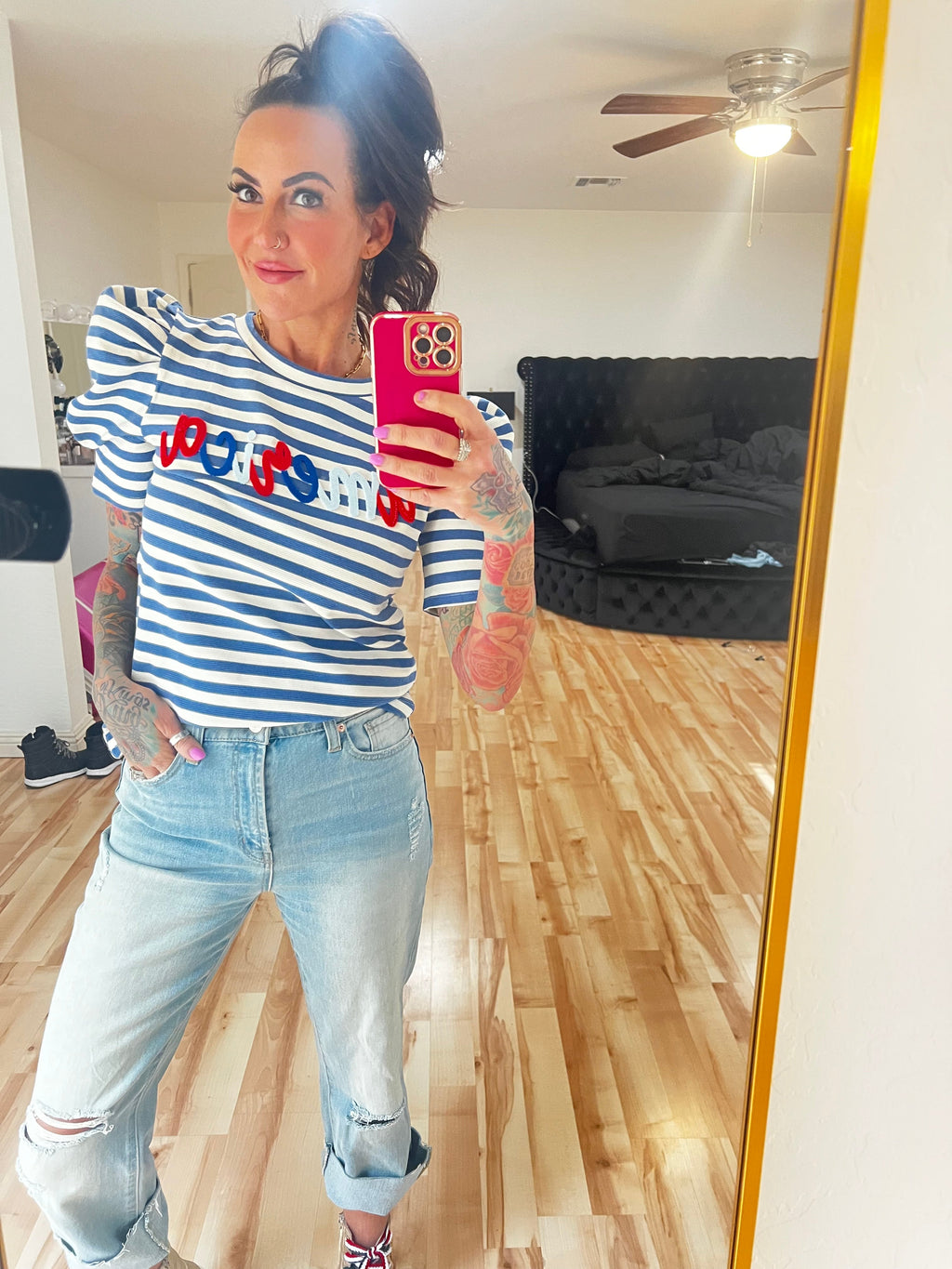 American Puff Sleeve Top Pretty Little Patriot
