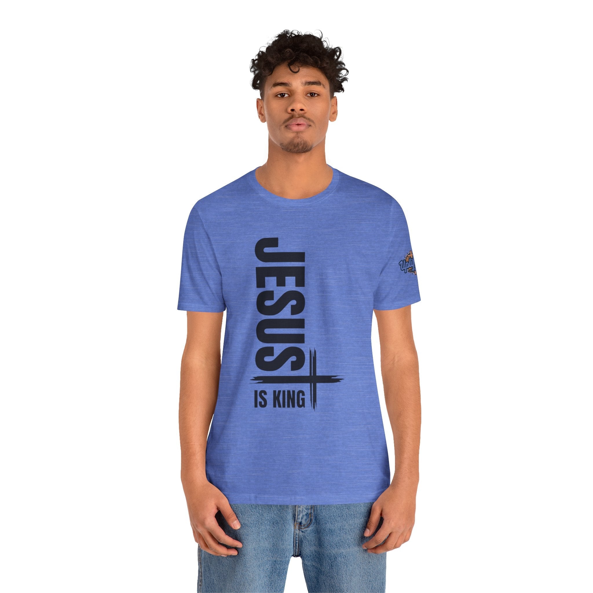 Jesus Is King T-shirt | Modern Typographic Cross Christian T-shirt Printify