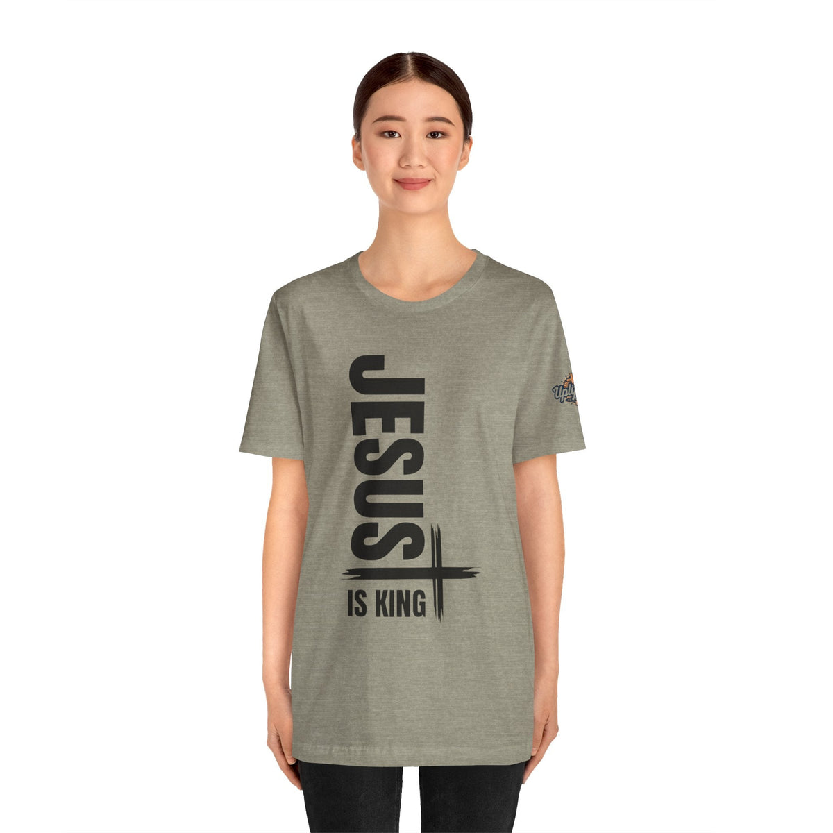 Jesus Is King T-shirt | Modern Typographic Cross Christian T-shirt Printify