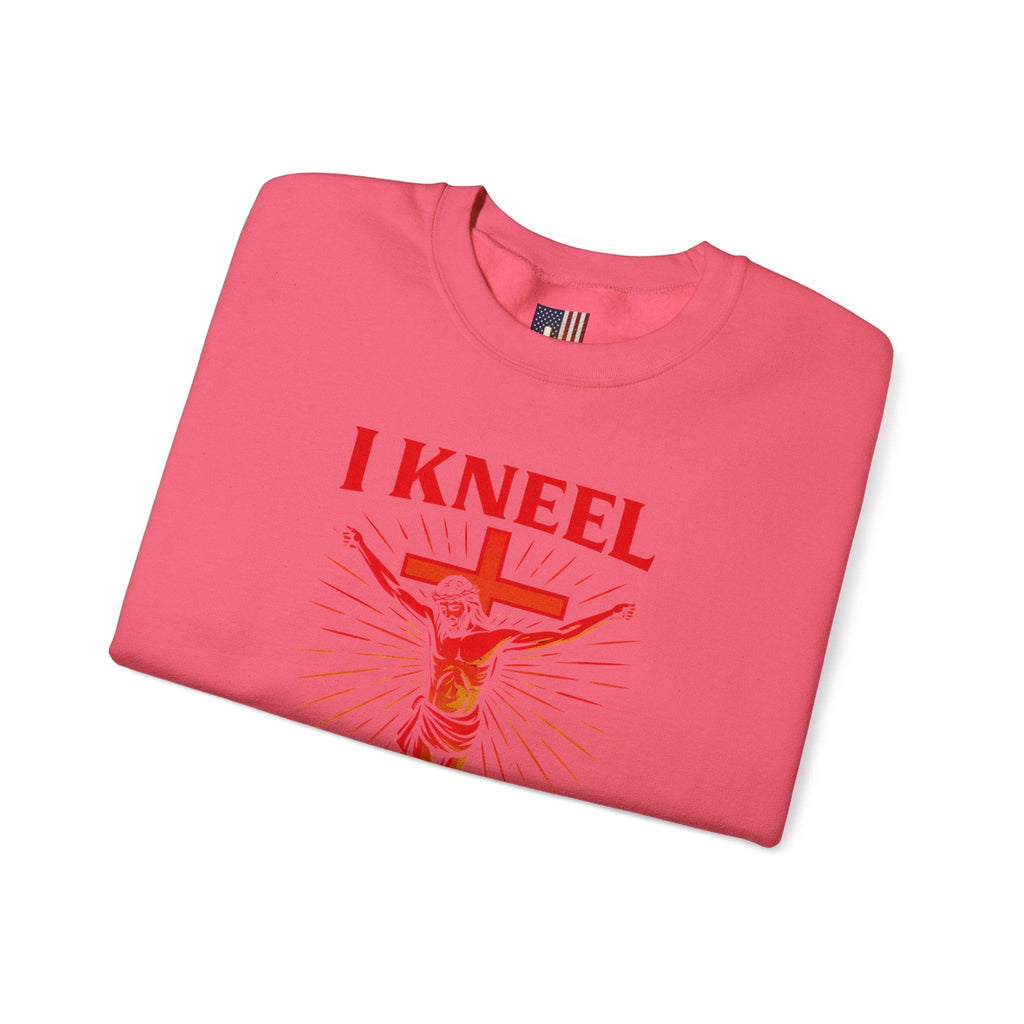 I Kneel to One Man Sweatshirt – Crucifixion Christian Sweatshirt for Unashamed Devotion & Bold Faith Printify
