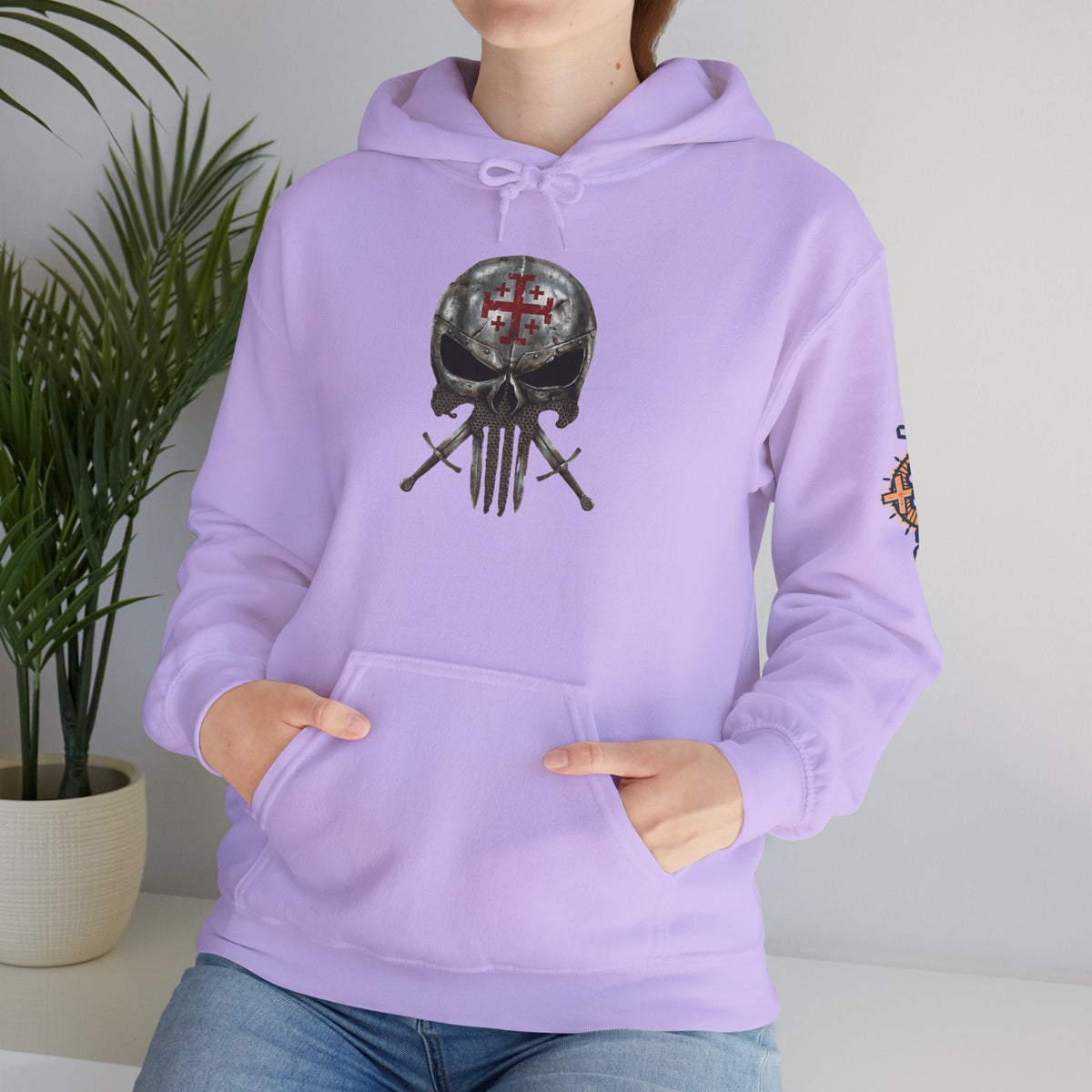 Crusader Knight Christian Skull Hoodie - Warrior Armor of God Hoodie Printify
