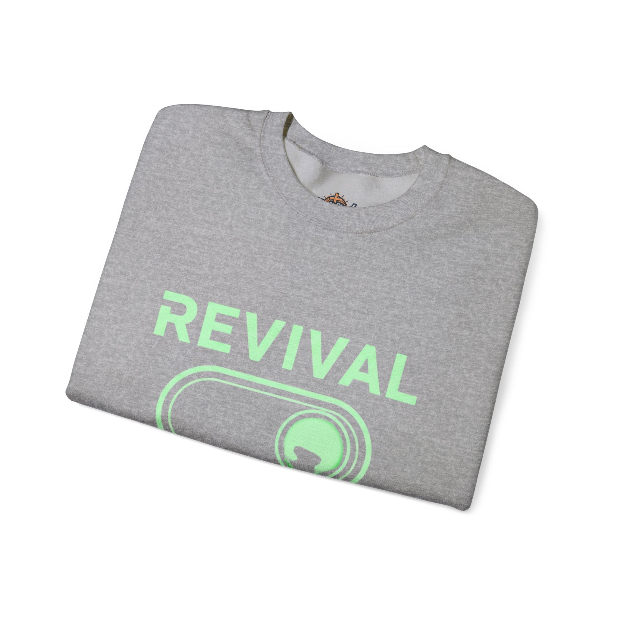 🔥 Revival Mode: ON – Christian Techwear Sweatshirt | Glowing Green Faith Switch | Futuristic Jesus Shirt | Activate Your Spiritual Awakening | Uplifted Gear Printify