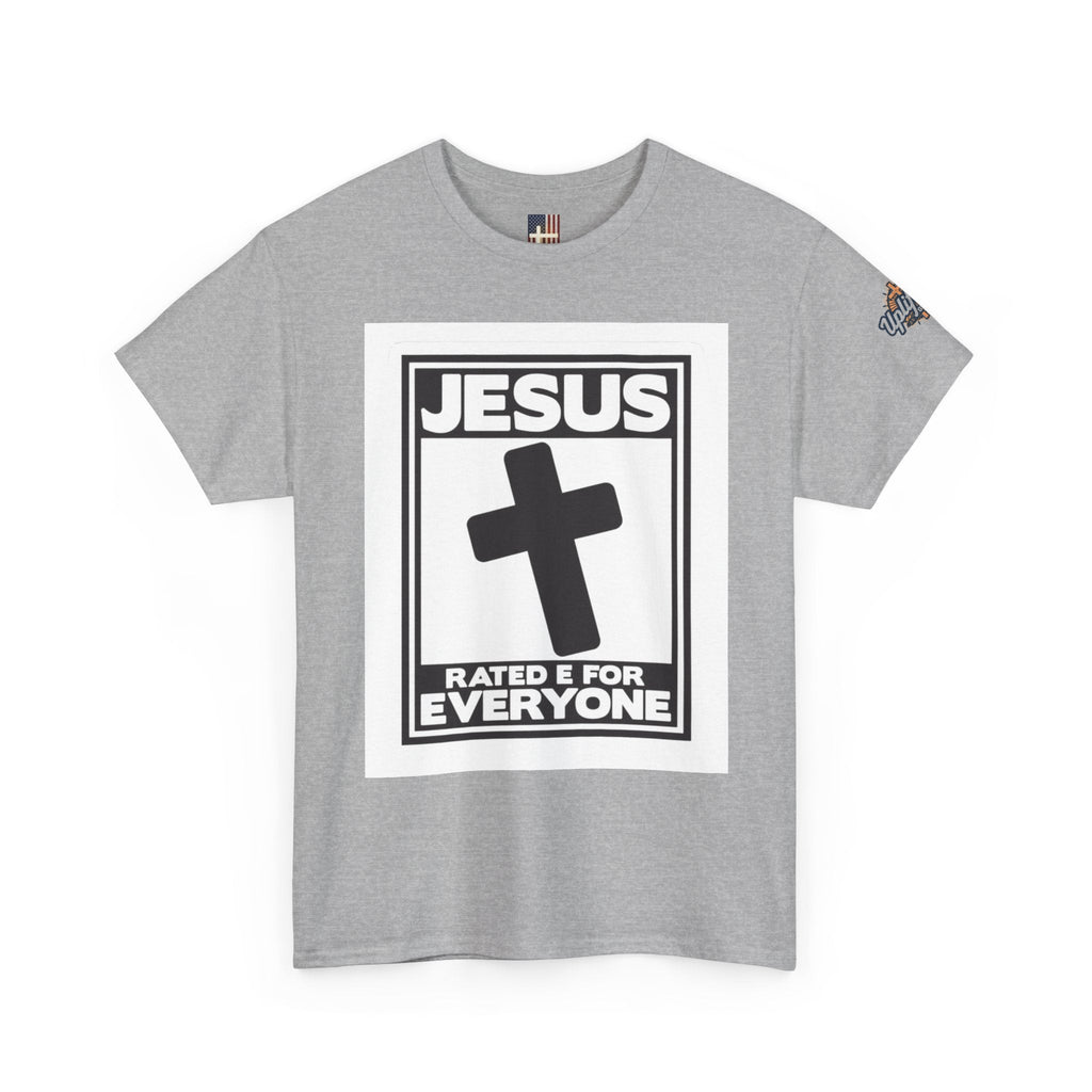 Jesus, Rated E for Everyone T-shirt - Gamer Faith T-shirt - Christian Video Game Parody Printify