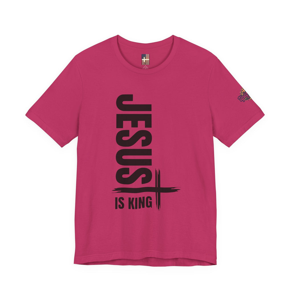 Jesus Is King T-shirt | Modern Typographic Cross Christian T-shirt Printify