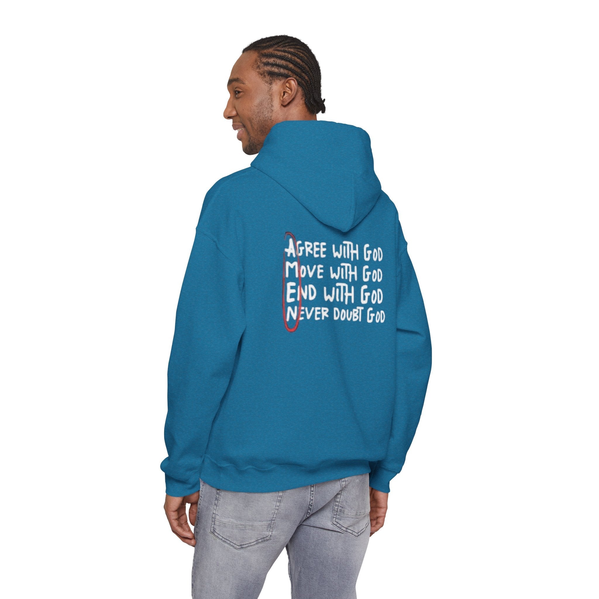 AMEN Acronym Hoodie – Agree with God Move with God End with God Never Doubt God Christian Sweatshirt for Unwavering Faith Printify