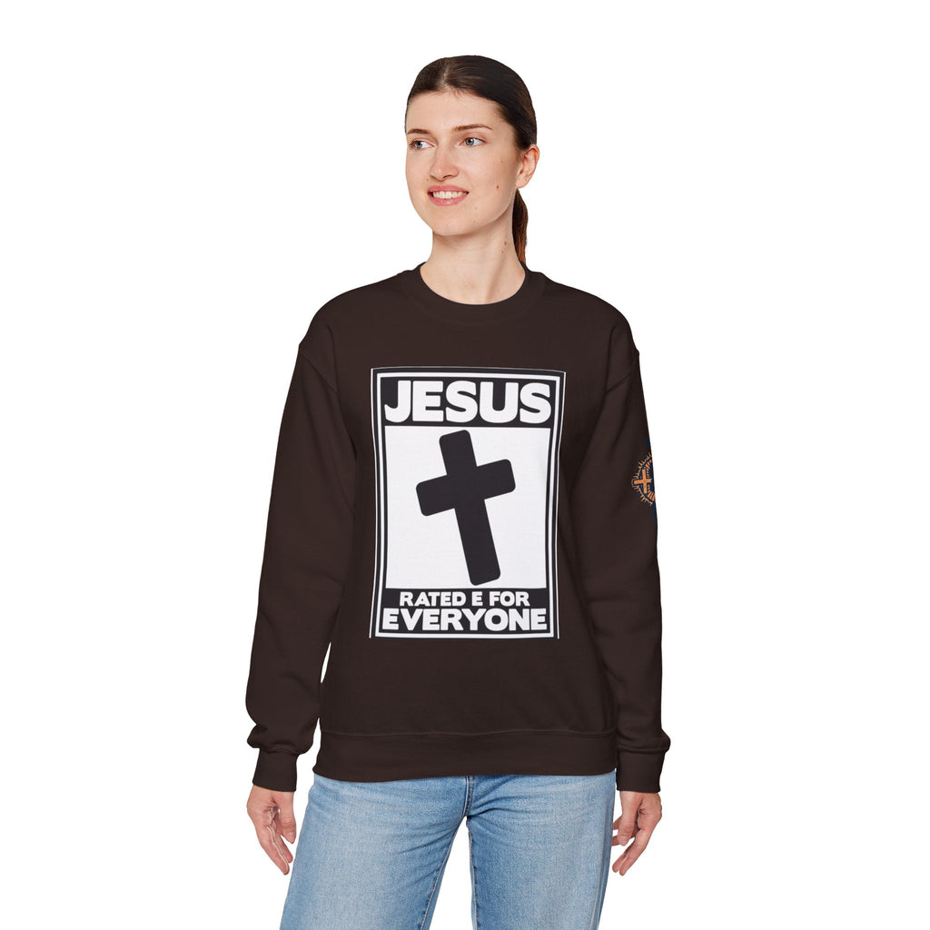 Jesus, Rated E for Everyone Sweatshirt - Gamer Faith Sweatshirt - Christian Video Game Parody Printify