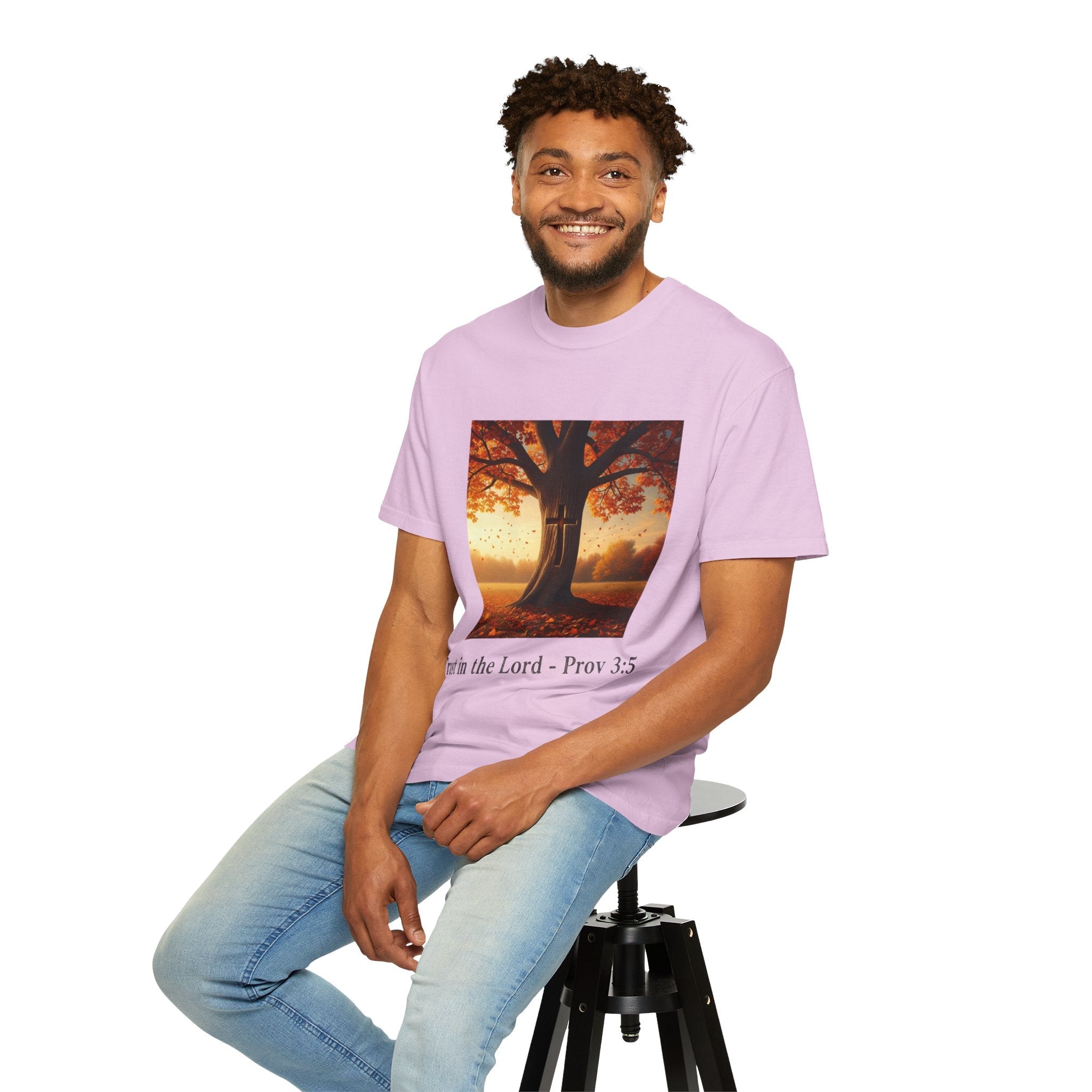 Trust in the Lord T-Shirt – Autumn Tree Christian Tee with Proverbs 3:5 Printify