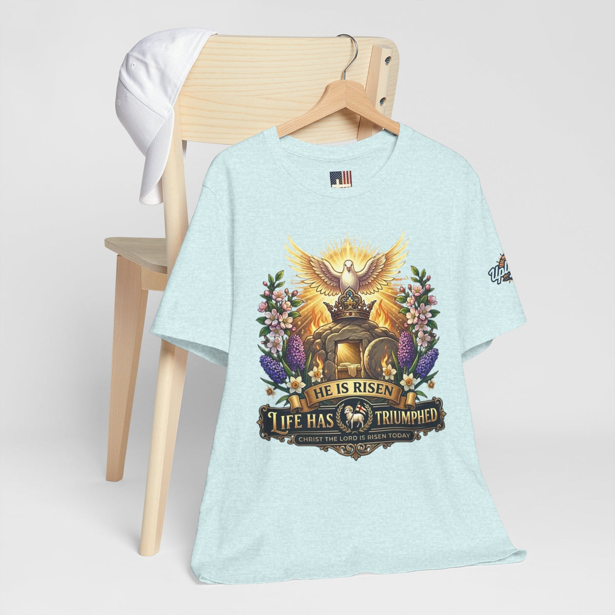 He Is Risen "Life Has Triumphed" T-Shirt — Easter Resurrection Christian Tee Printify