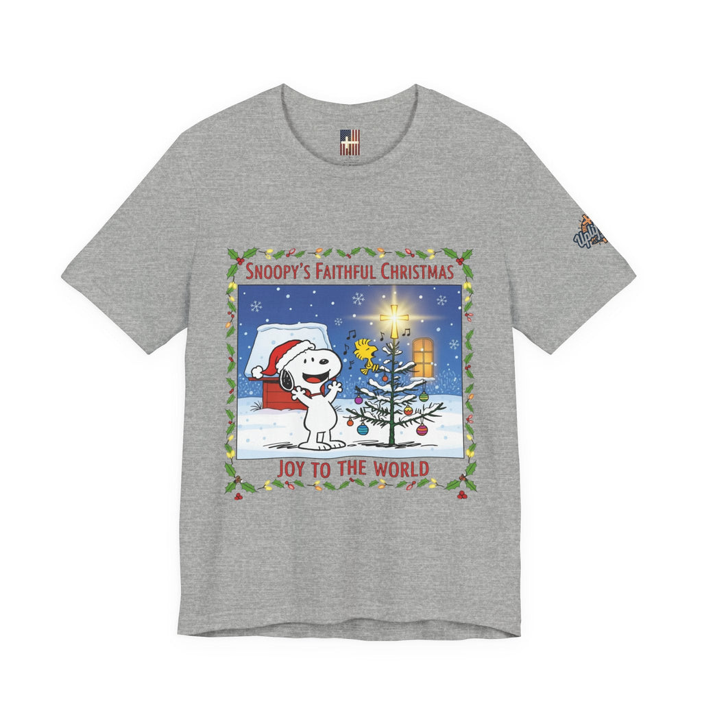 🎄 Faithful Christmas Friends – Christian Holiday T-Shirt | Festive Tree & Cartoon Duo | Heartwarming Christmas Tee by Uplifted Gear Printify