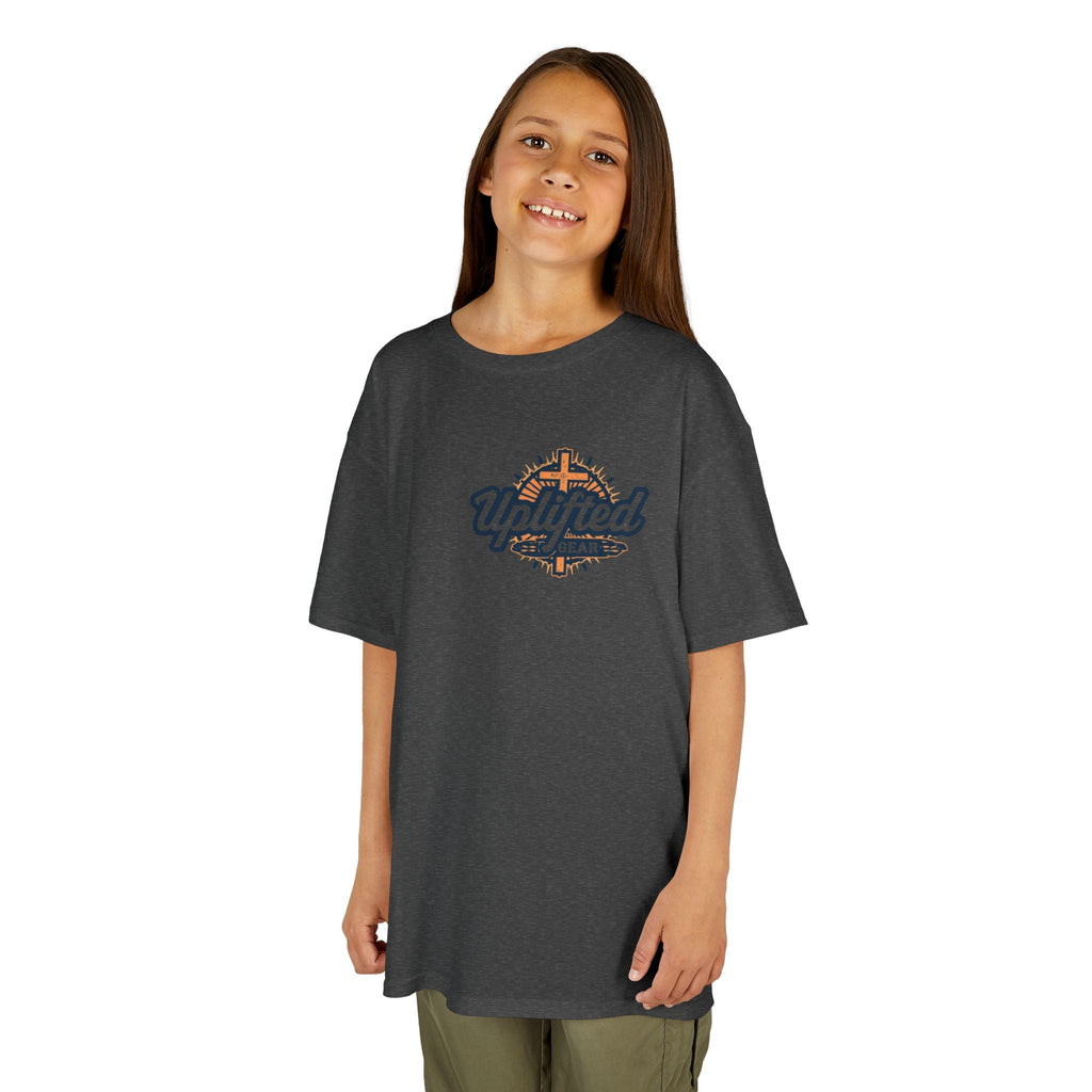 ✨ Chosen. Loved. Redeemed. – Elegant Christian Kids T-Shirt | Gold Foil Faith Tee | Subtle Cross & Heart Design | Inspirational Bible Verse Apparel by Uplifted Gear Printify