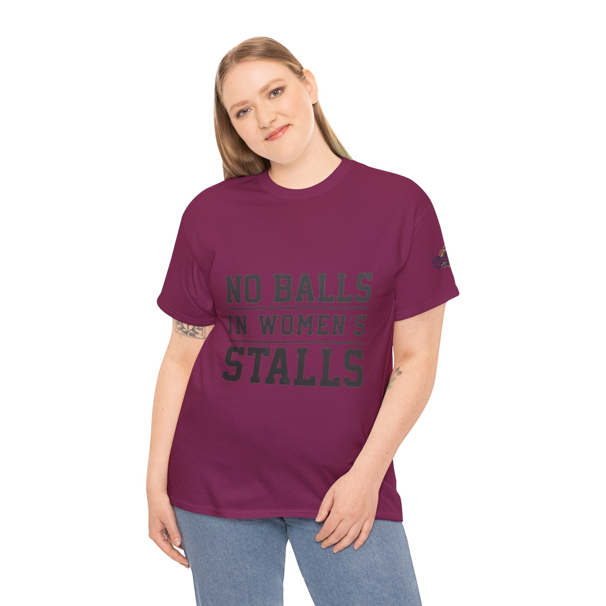 No Balls in Women's Stalls Retro Protest T-Shirt Printify