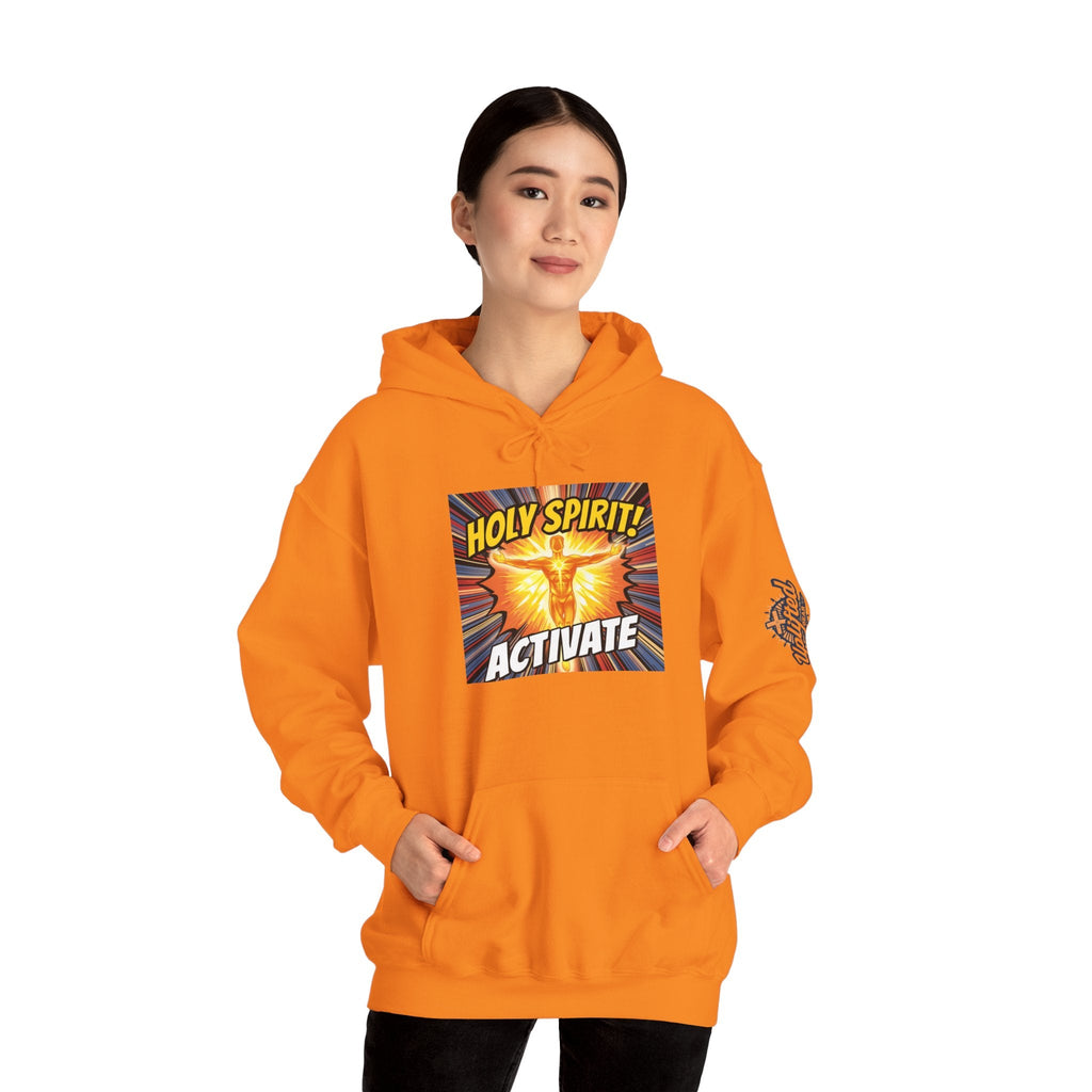Holy Spirit Activate Hoodie – Superhero Christian Sweatshirt with Vibrant Power-Up Design for Faith-Fueled Boldness Printify