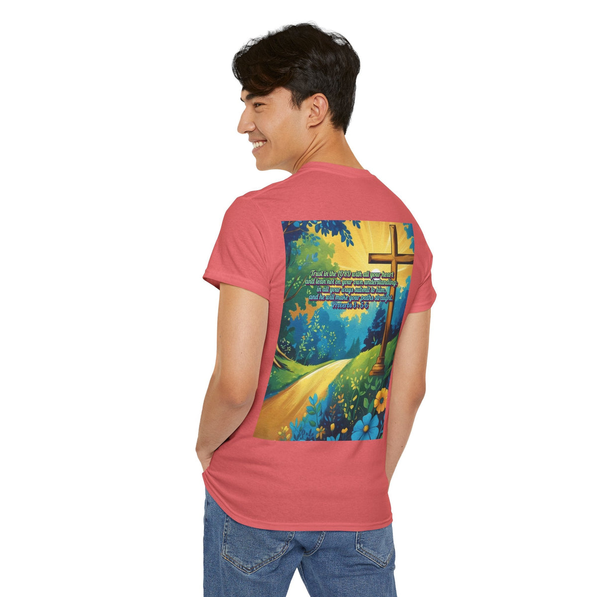 Trust in The Lord Proverbs 3:5-6 Biblical Design Unisex Heavy Cotton Tee Printify