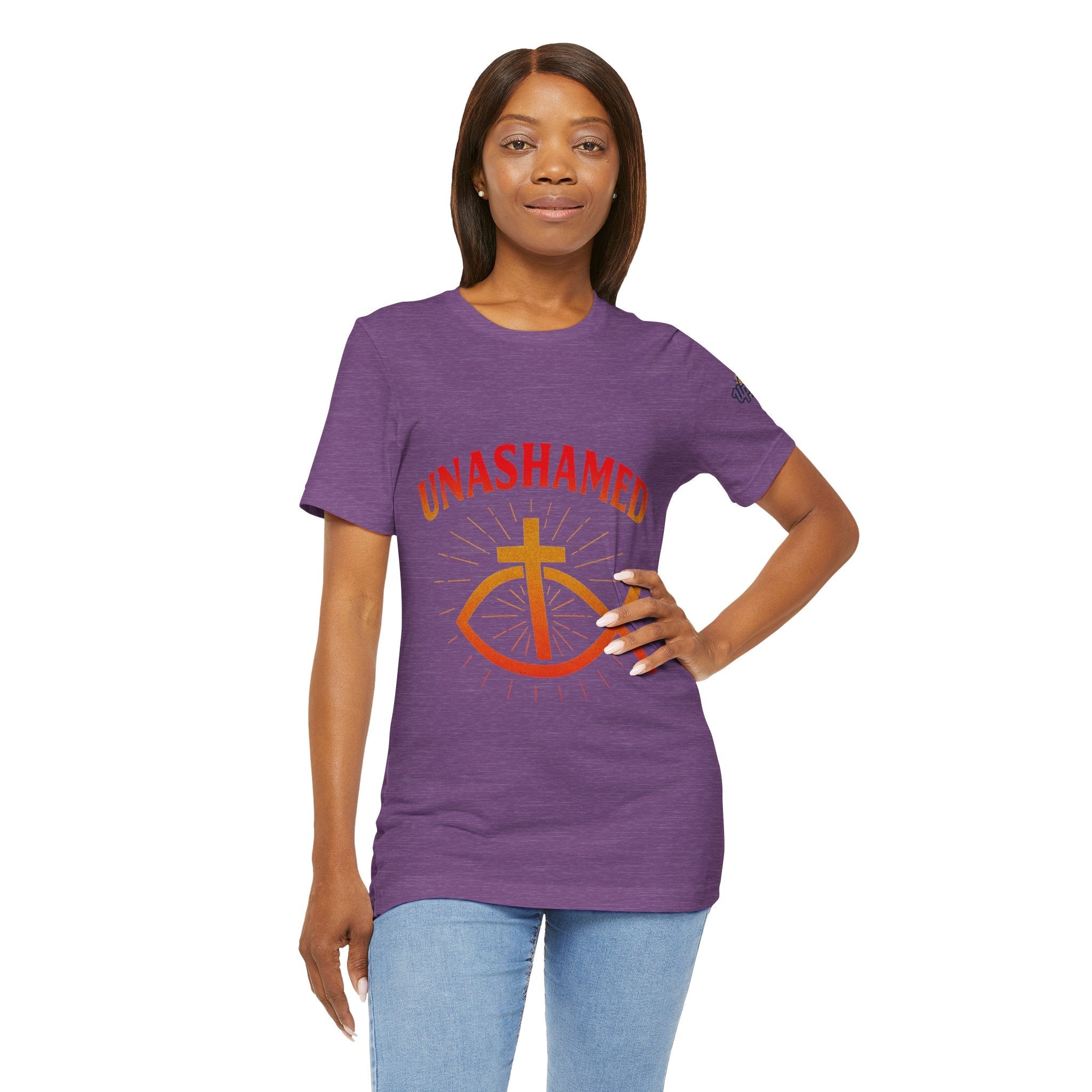 Unashamed T-shirt – Ichthys Jesus Fish & Cross Christian T-shirt for Romans 1:16 Bold Faith Printify