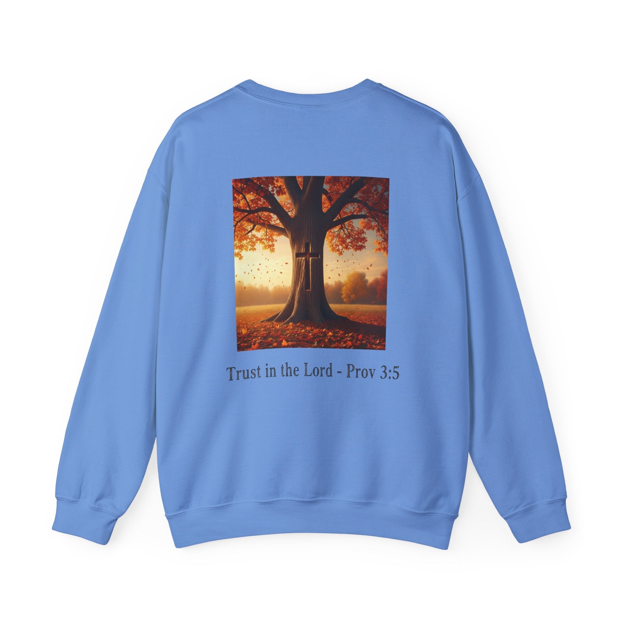 Trust in the Lord Sweatshirt – Autumn Tree Proverbs 3:5 Christian Sweatshirt for Cozy Faith Printify