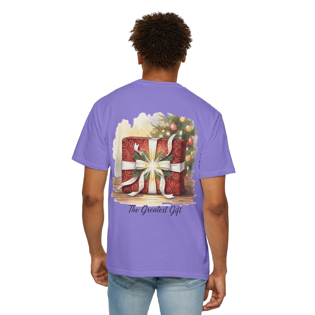 The Greatest Gift T-shirt – Cross Bow Present Christian T-shirt for Christmas Salvation & Eternal Faith Printify