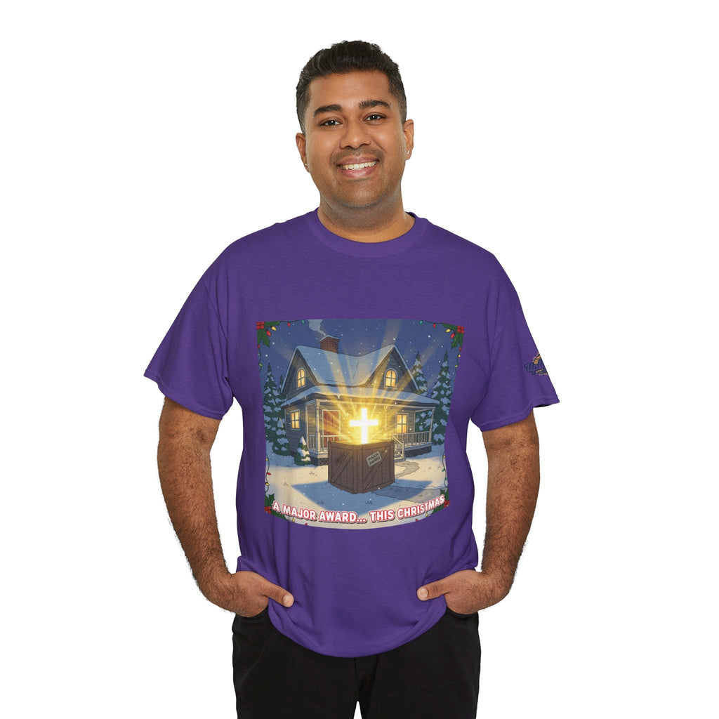 A Major Award This Christmas T-shirt – Fragile Leg Lamp Parody Cross Unboxing Christian T-shirt for Hilarious Faith & Holiday Glow Printify