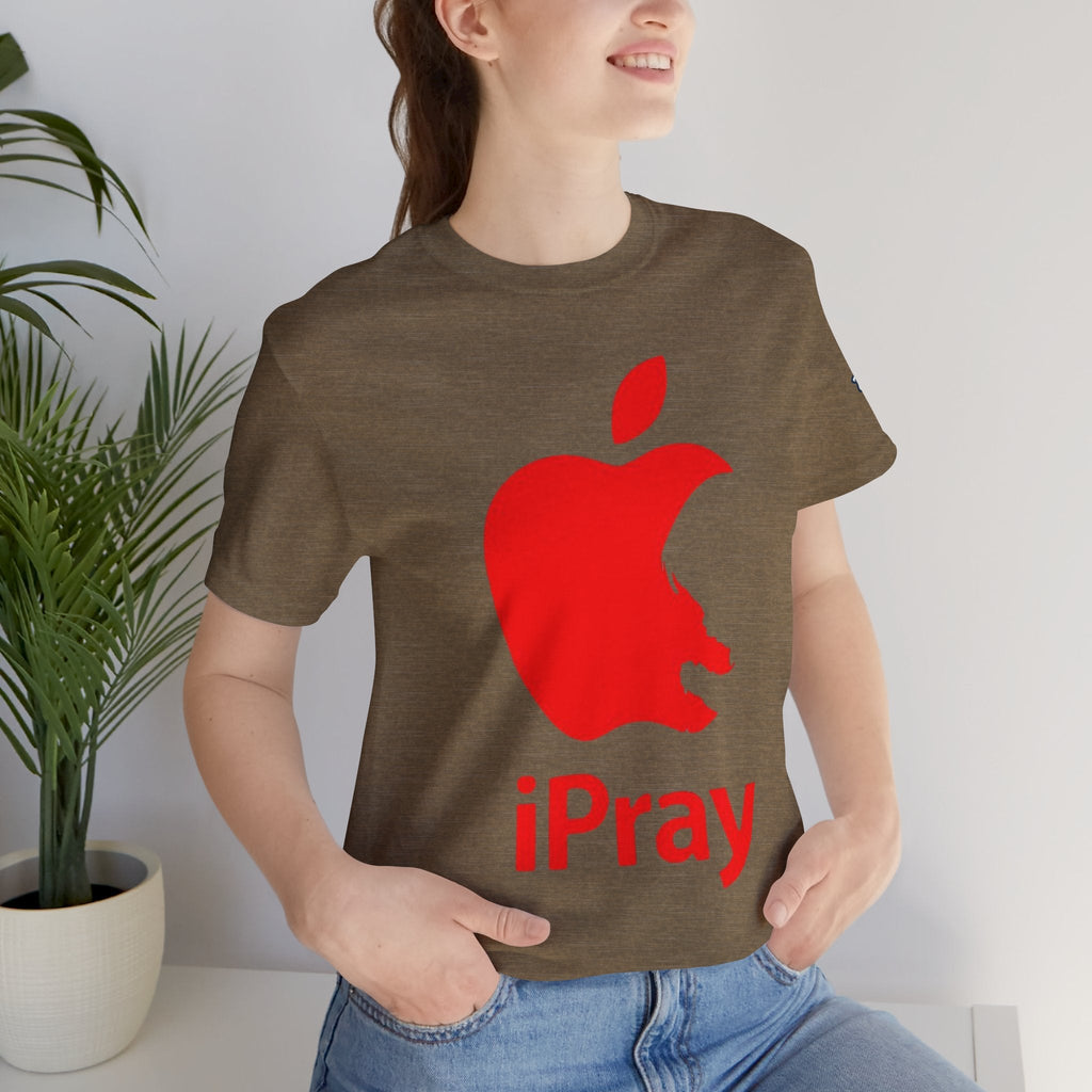 iPray Red Apple Christian T-Shirt — Faith Graphic Tee Printify