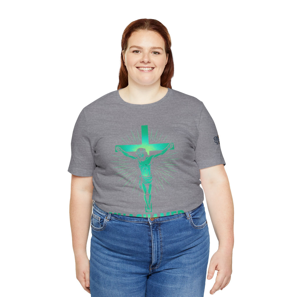 Unashamed T-shirt – Romans 1:16 Crucifixion Christian t-shirt for Bold Unwavering Faith Printify