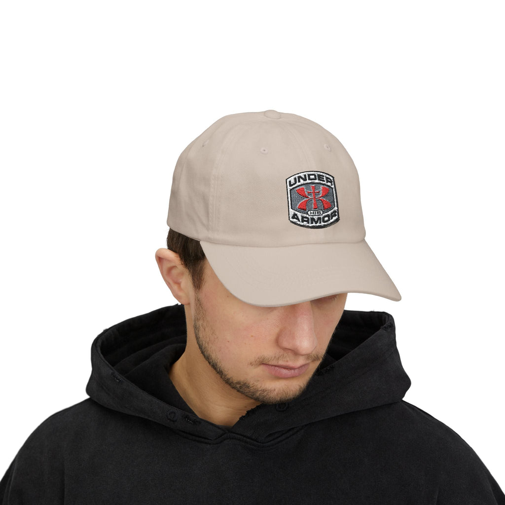 Under Armor Classic Dad Cap - Embroidered White Baseball Hat Printify