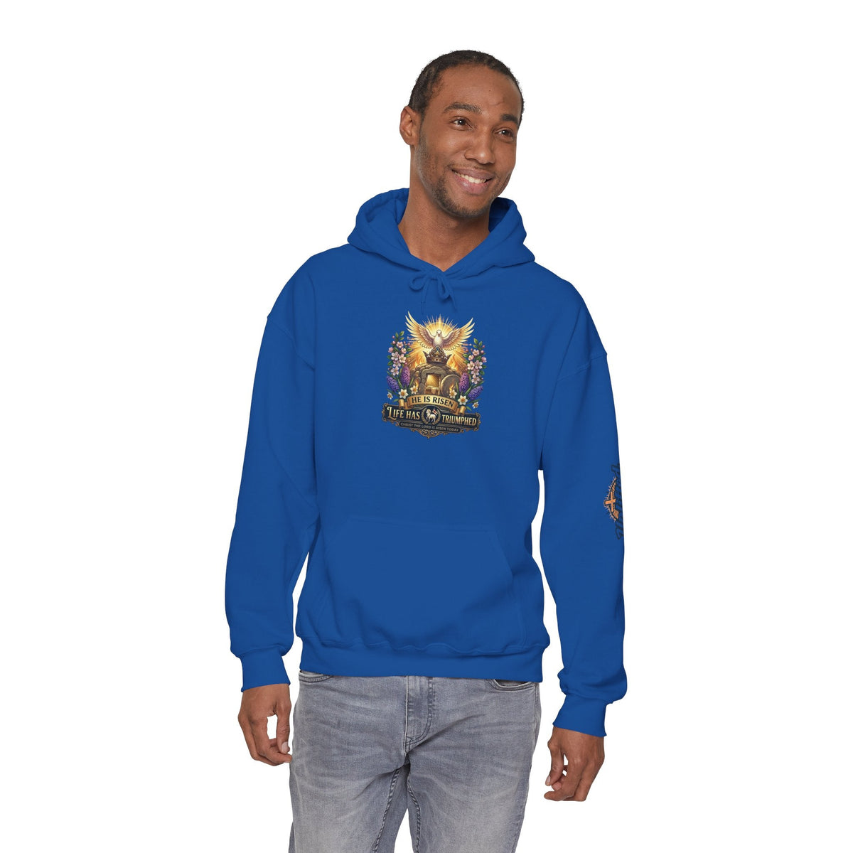 He Is Risen "Life Has Triumphed" Hoodie — Easter Resurrection Christian Hoodie Printify